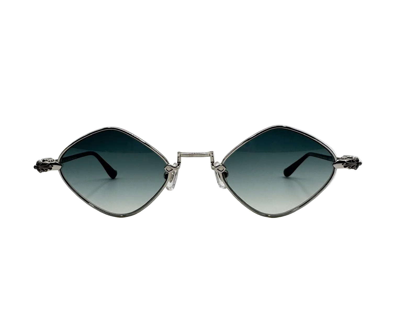 Chrome Hearts Diamond Dog Sunglasses Black Lens with Silver Frame