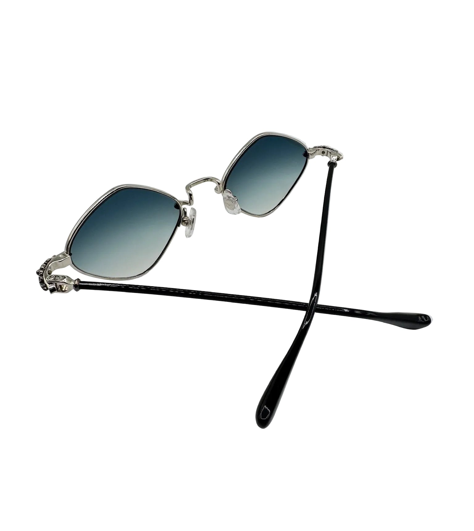 Chrome Hearts Diamond Dog Sunglasses Black Lens with Silver Frame