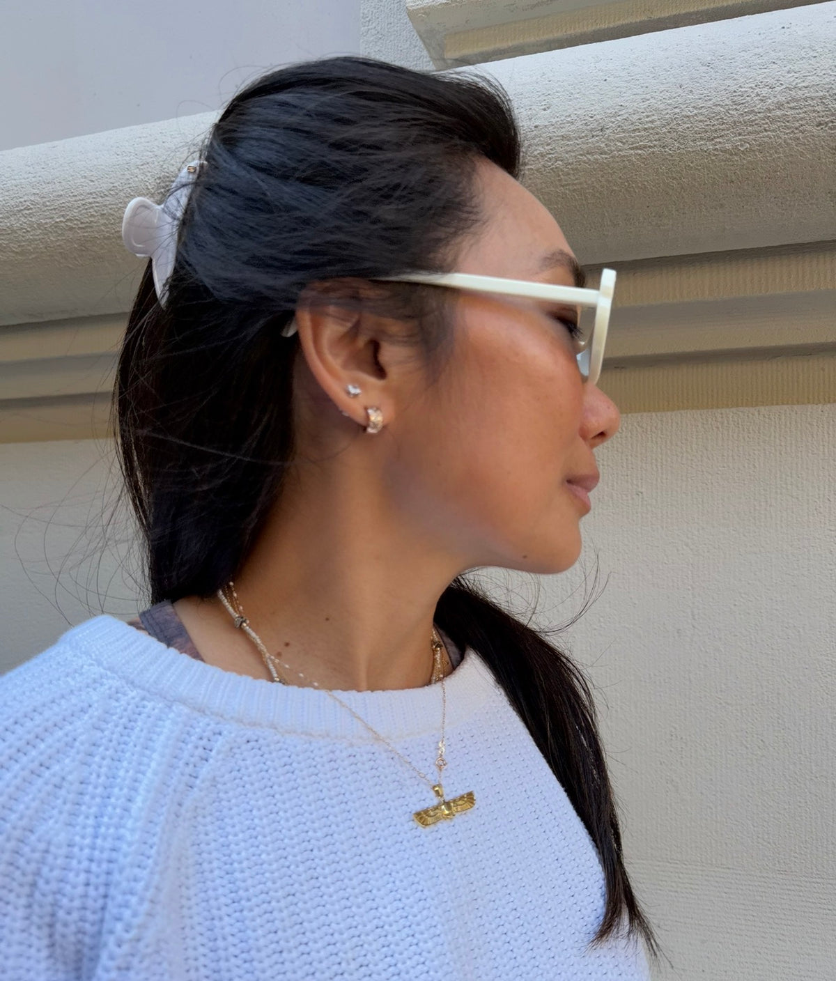 Chanel White Oval Sunglasses