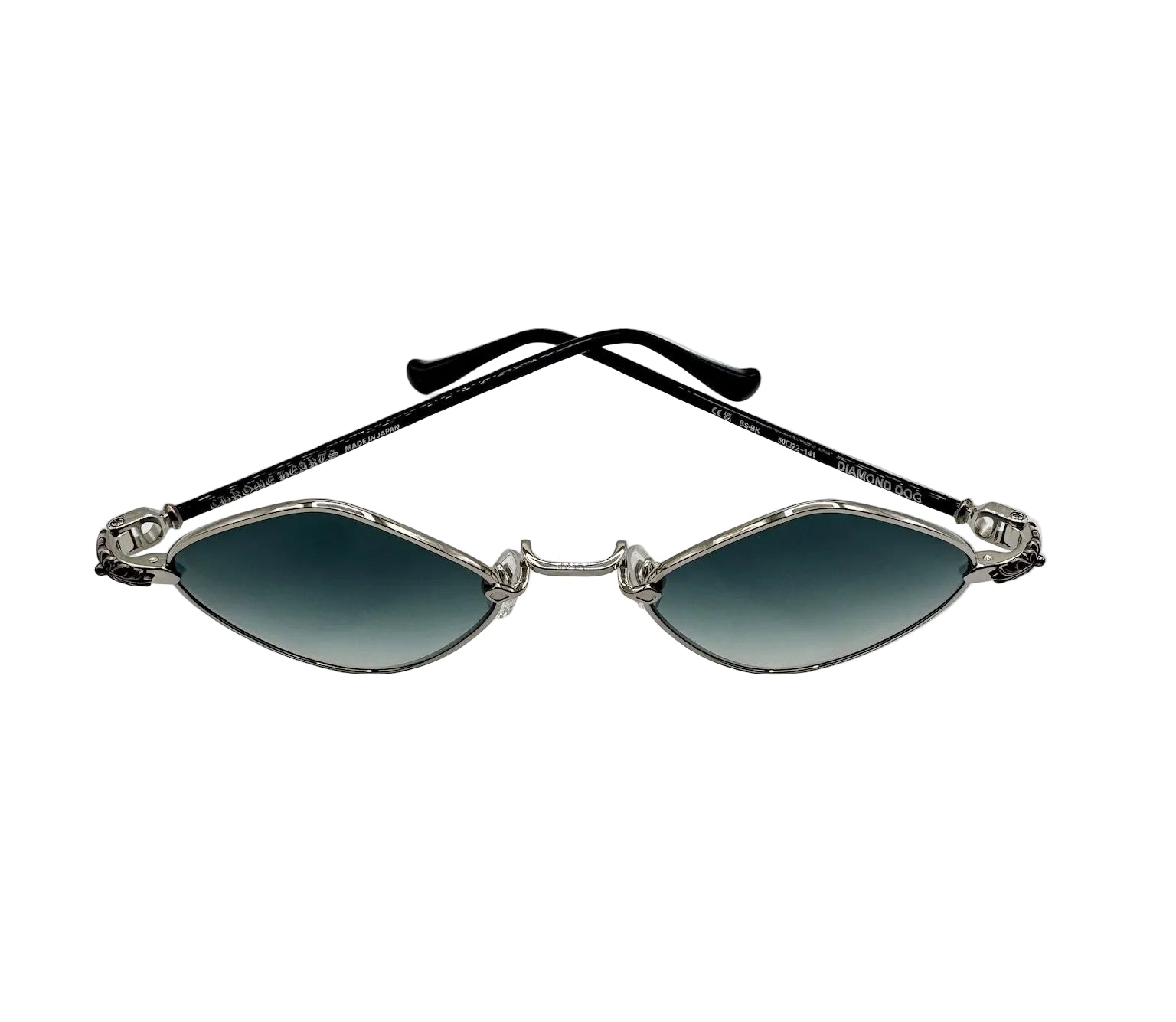 Chrome Hearts Diamond Dog Sunglasses Black Lens with Silver Frame