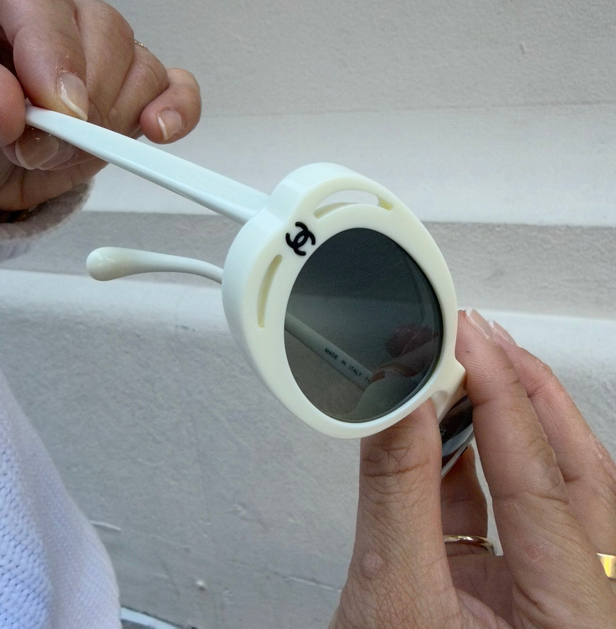 Chanel White Oval Sunglasses