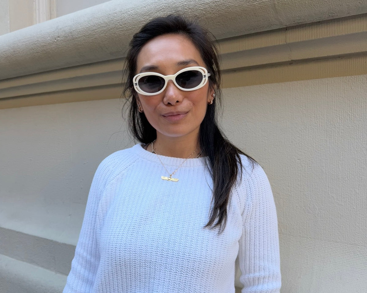 Chanel White Oval Sunglasses