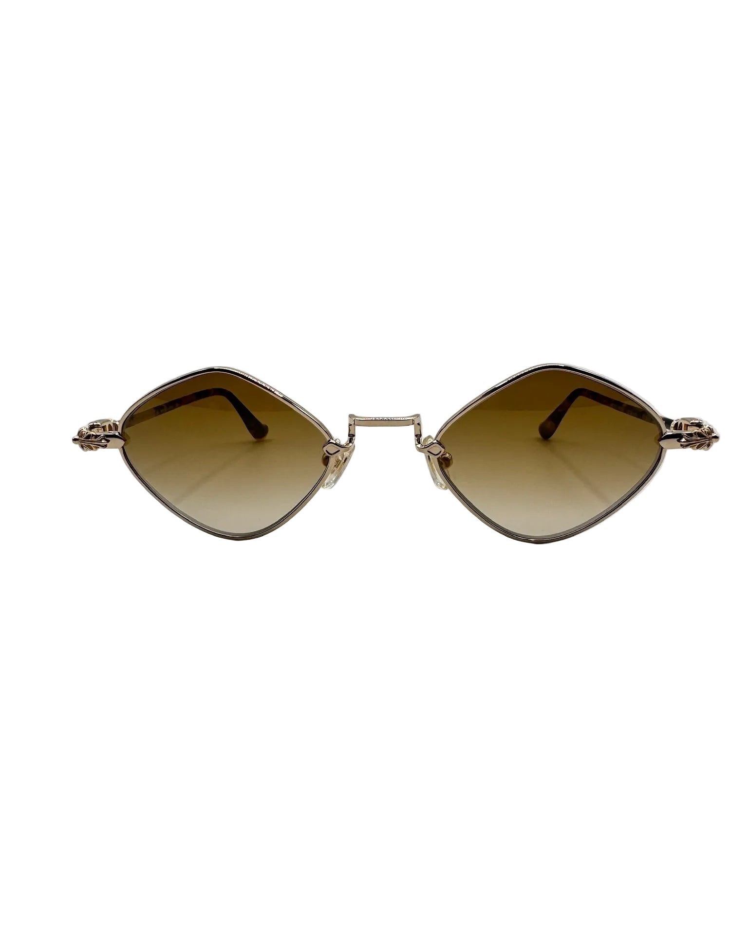 Chrome Hearts Diamond Dog Sunglasses Brown Lens with Gold Frame