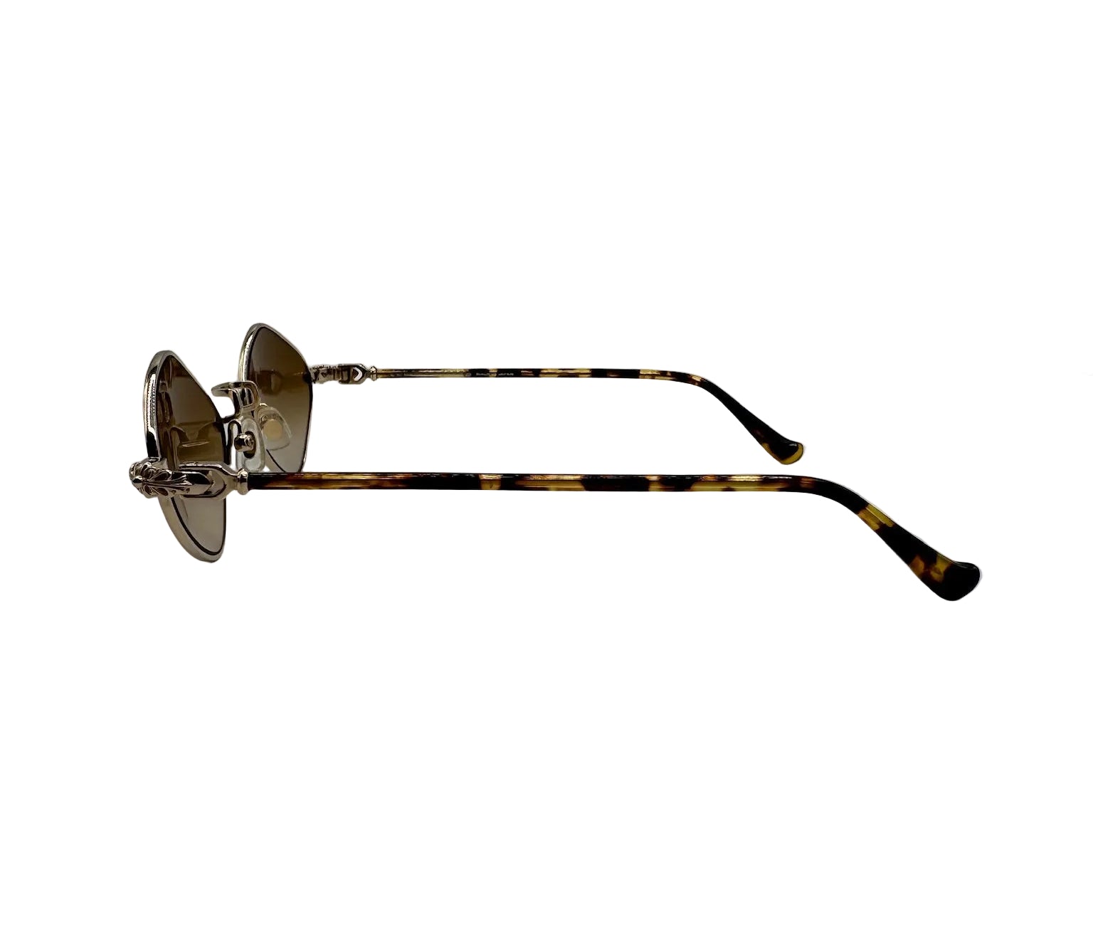 Chrome Hearts Diamond Dog Sunglasses Brown Lens with Gold Frame