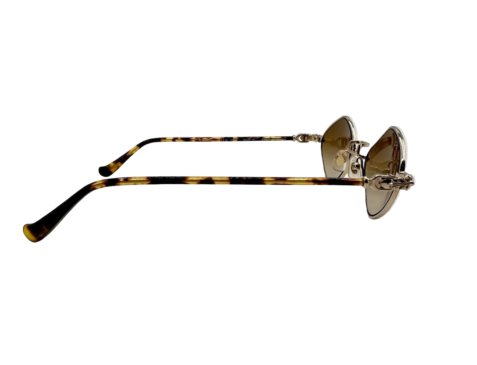 Chrome Hearts Diamond Dog Sunglasses Brown Lens with Gold Frame