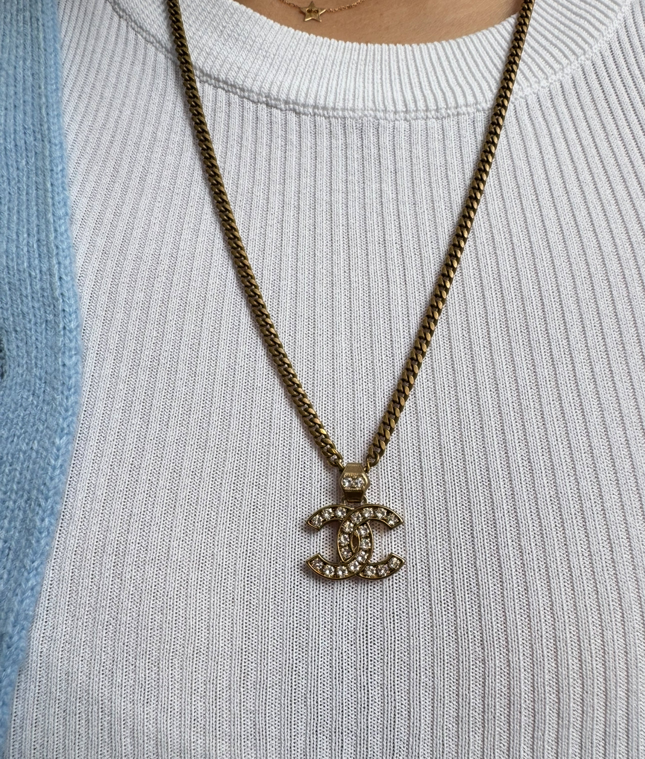 Chanel CC Gold Crystal Necklace