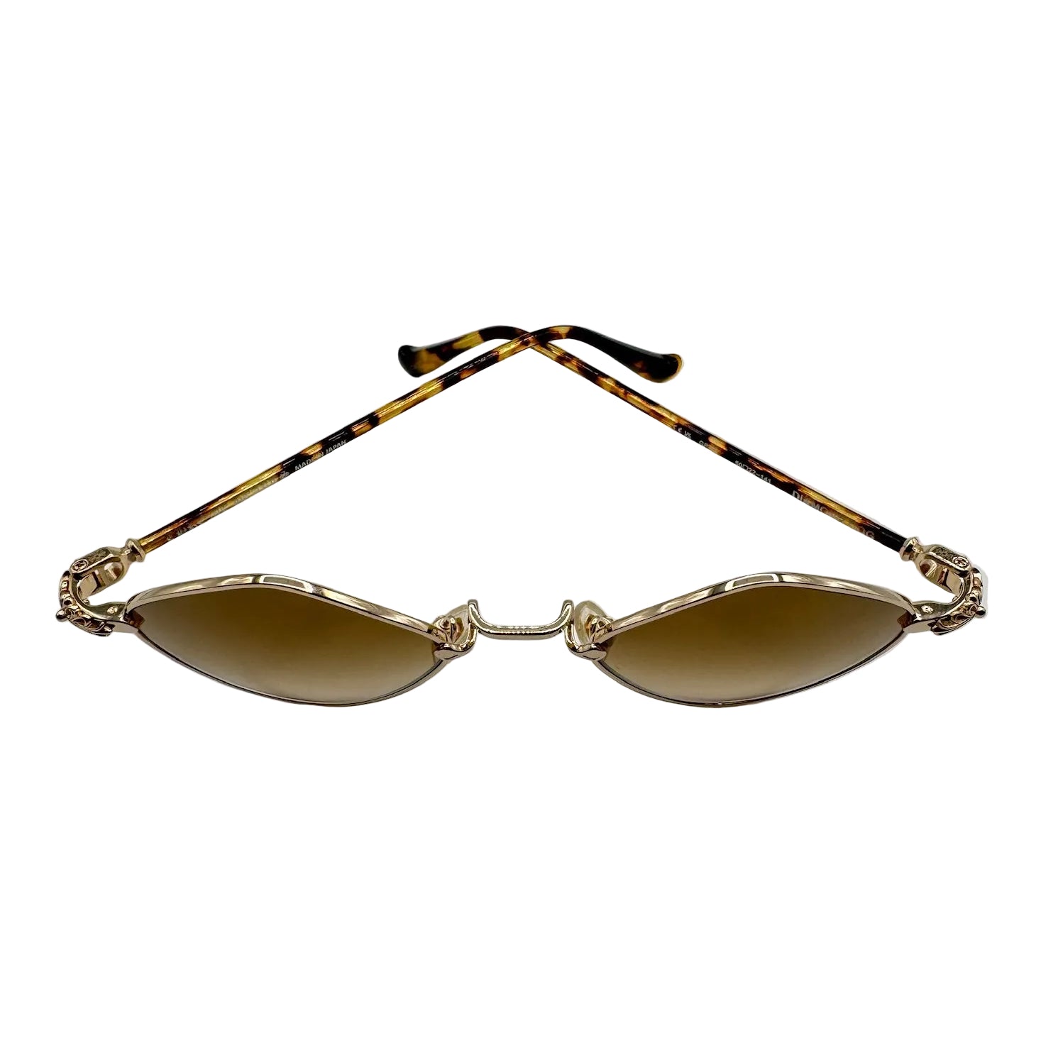 Chrome Hearts Diamond Dog Sunglasses Brown Lens with Gold Frame