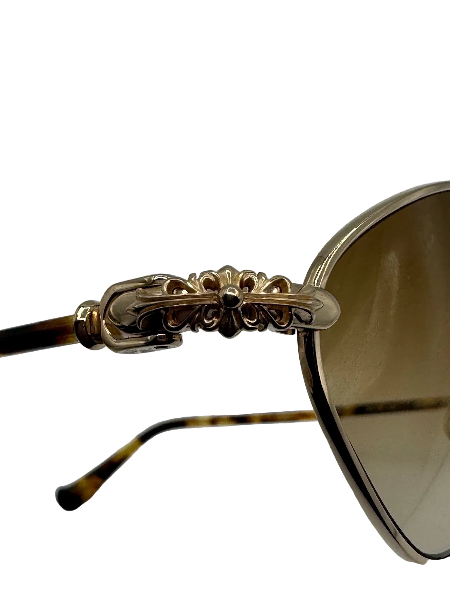 Chrome Hearts Diamond Dog Sunglasses Brown Lens with Gold Frame