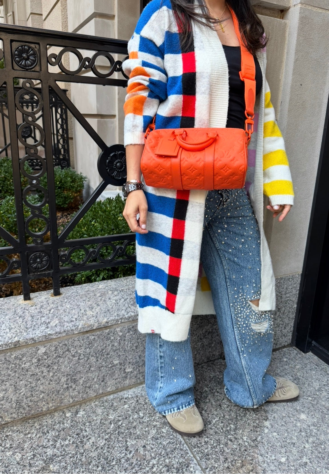 Louis Vuitton Orange Keepall Bandoulière 25
