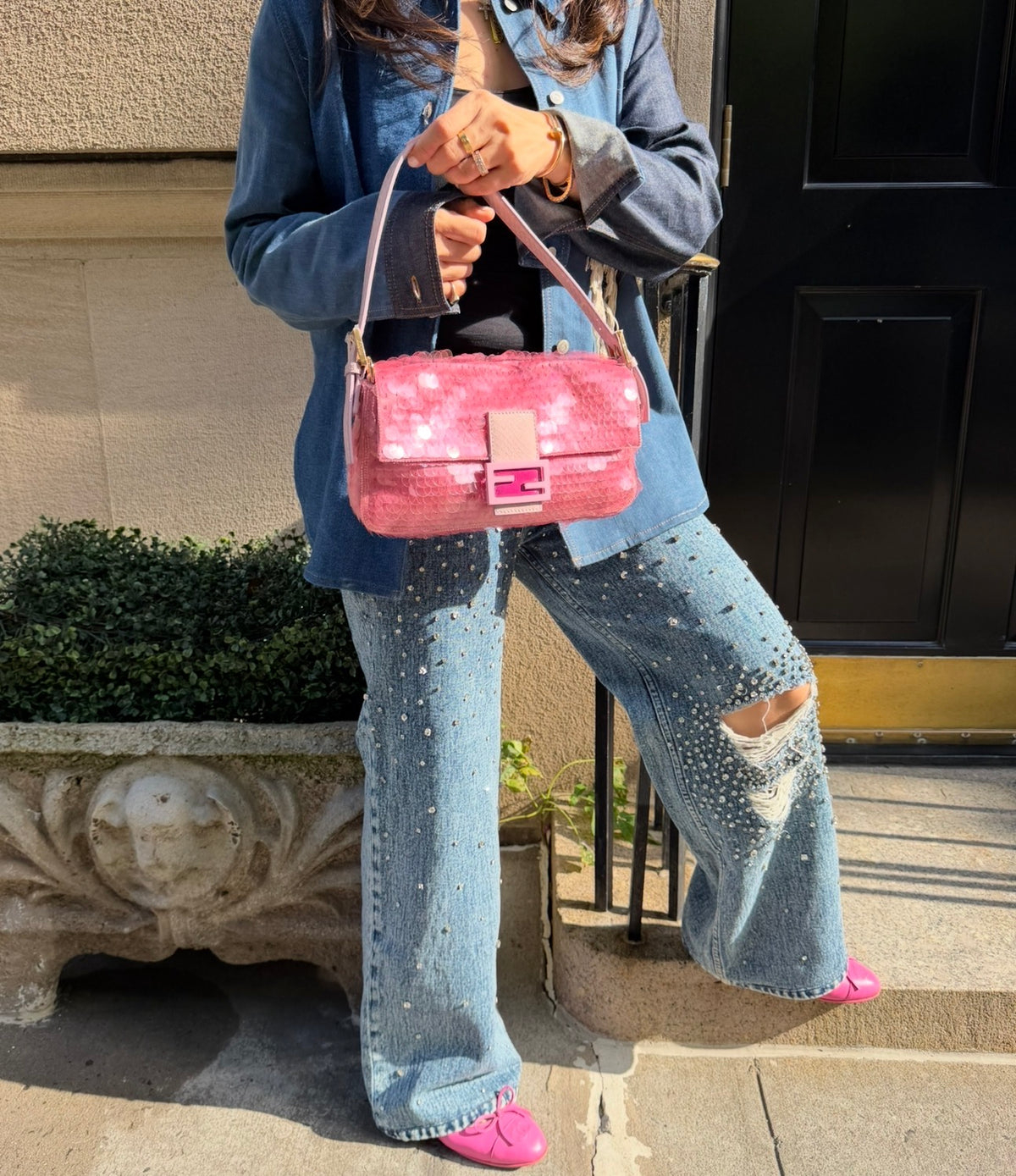 FENDI Pink Sequin Baguette
