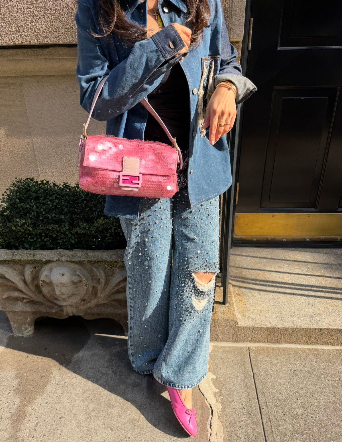 FENDI Pink Sequin Baguette
