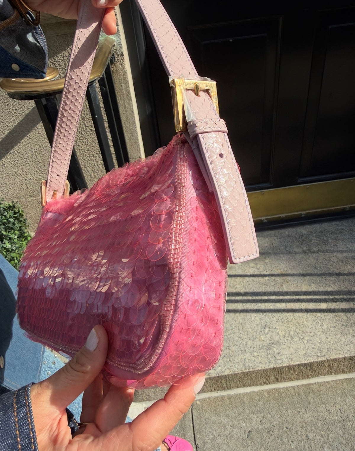 FENDI Pink Sequin Baguette

