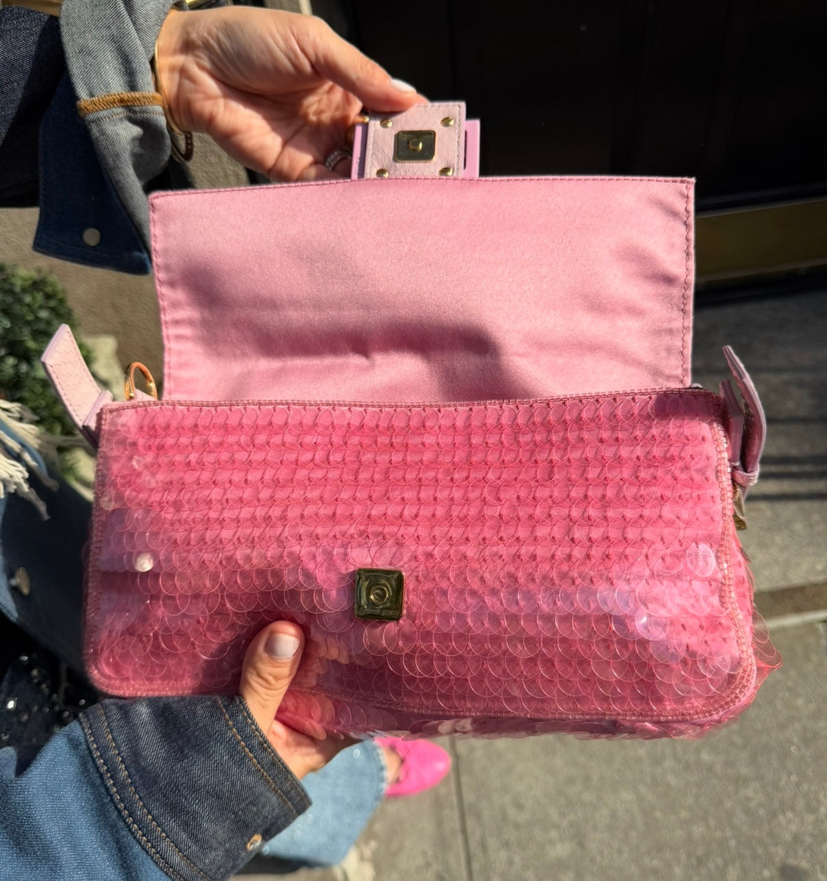 FENDI Pink Sequin Baguette
