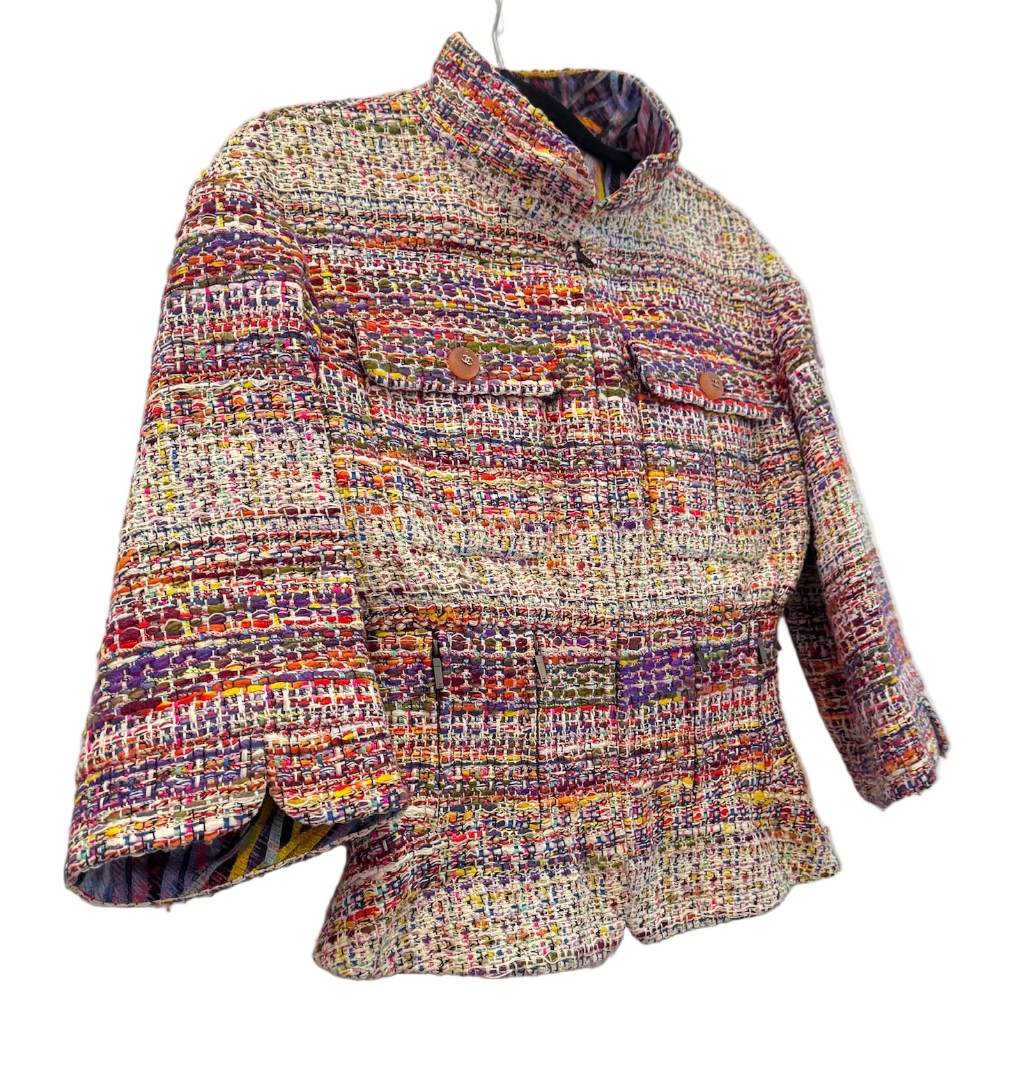 CHANEL Multicolor Tweed Jacket with Zippers
