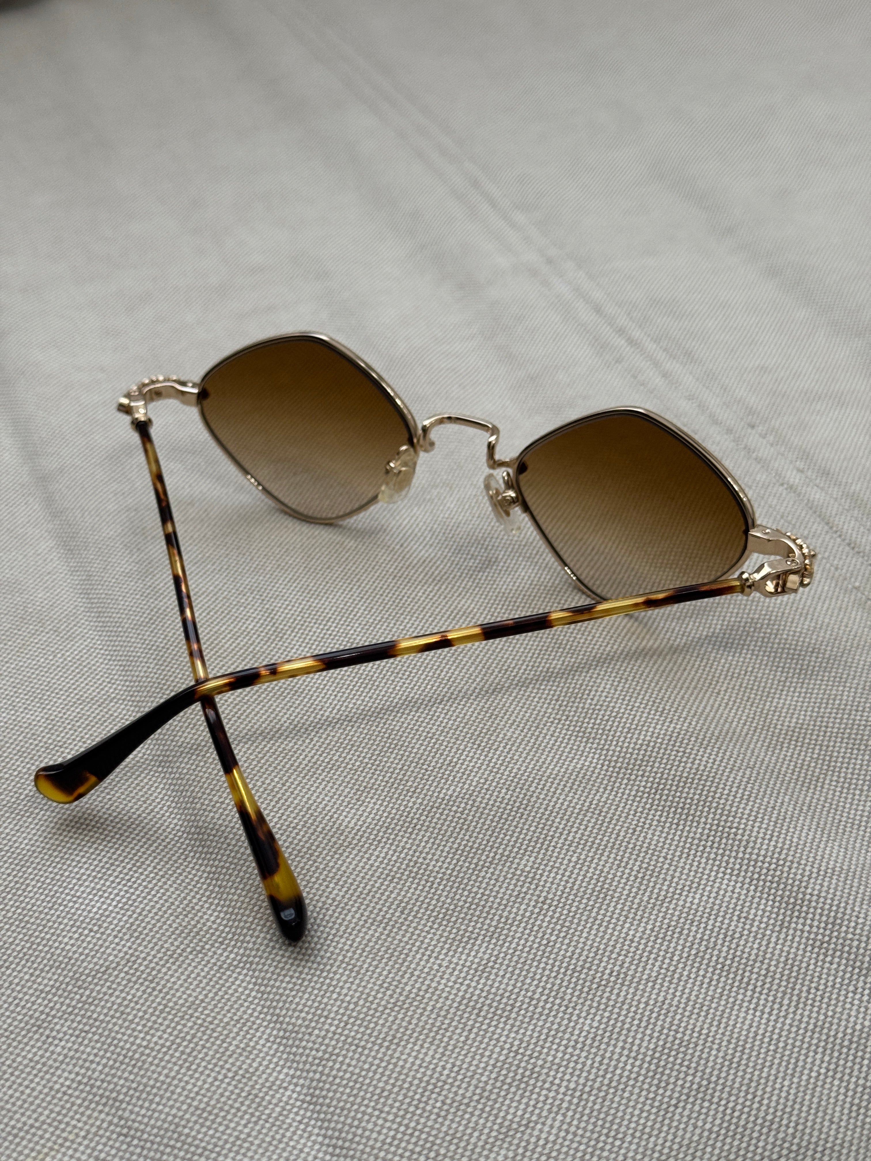 Chrome Hearts Diamond Dog Sunglasses Brown Lens with Gold Frame