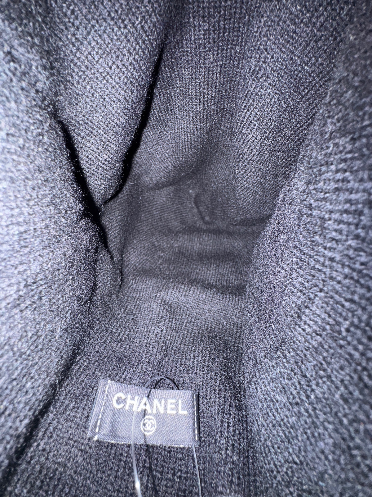 Chanel Black with White Beanie Black CC Logo