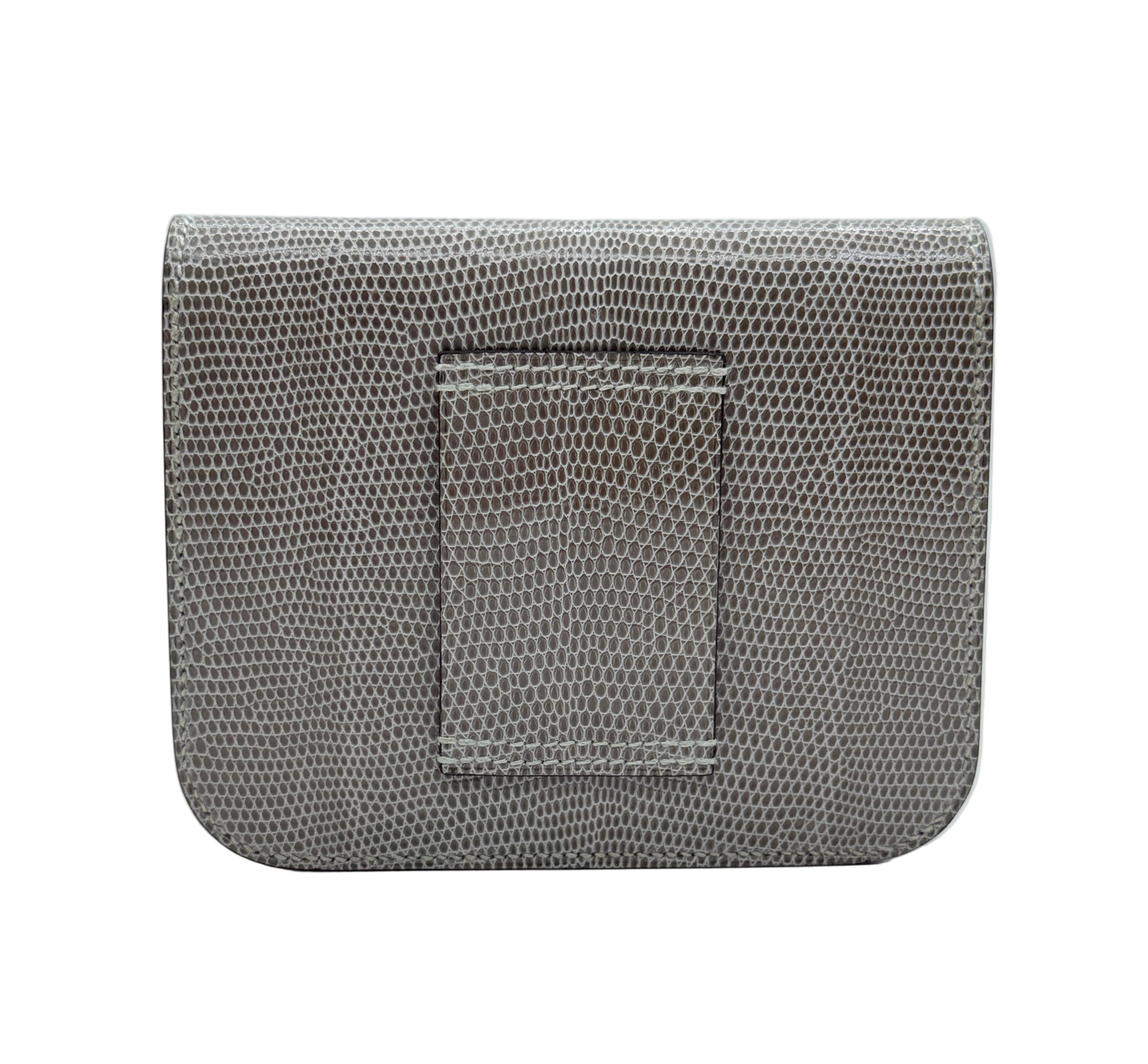 Hermès Constance Slim Wallet Shiny Niloticus Lizard Ficelle Rose Gold Hardware 