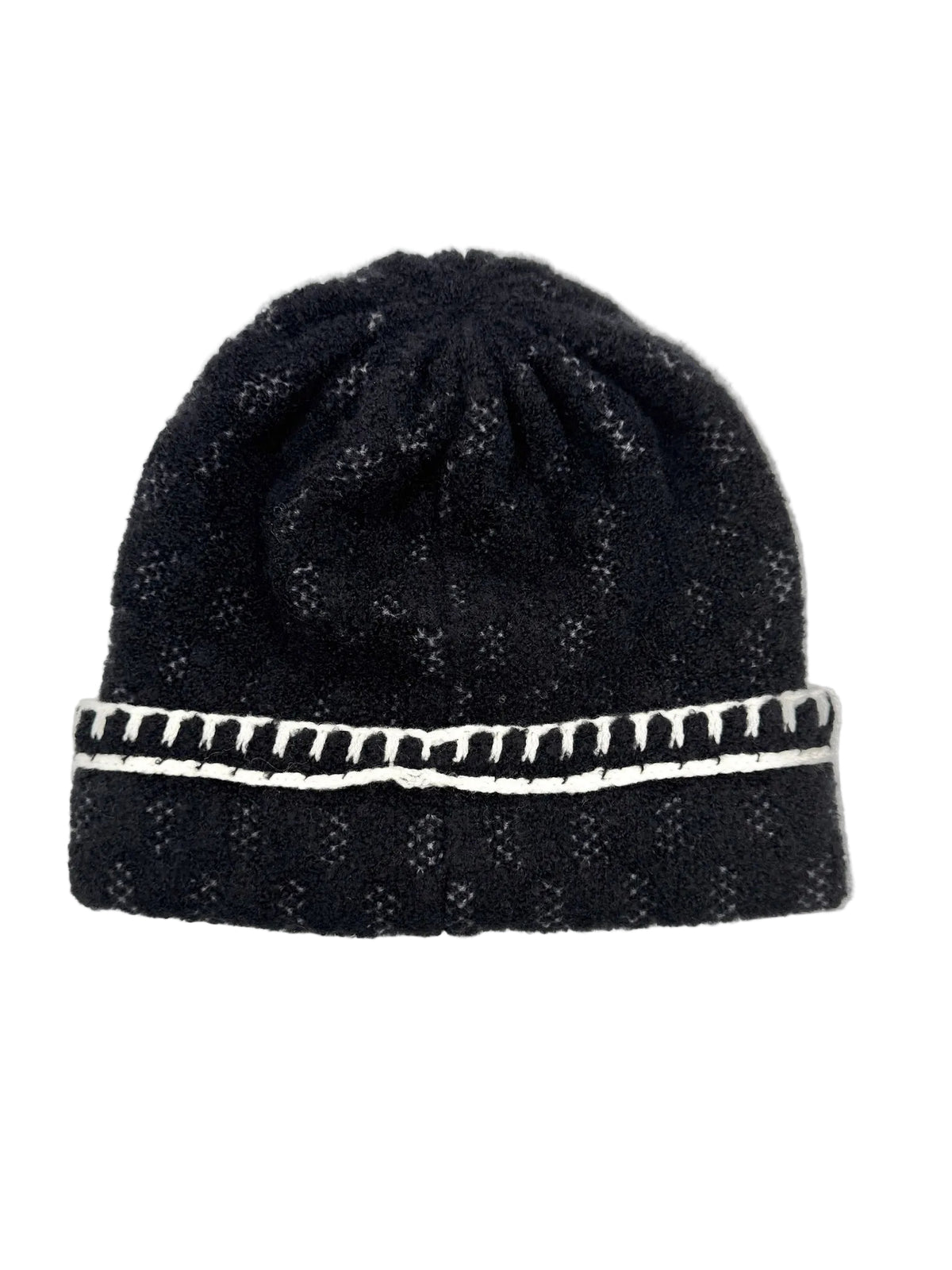 Chanel Black with White CC Logo Beanie