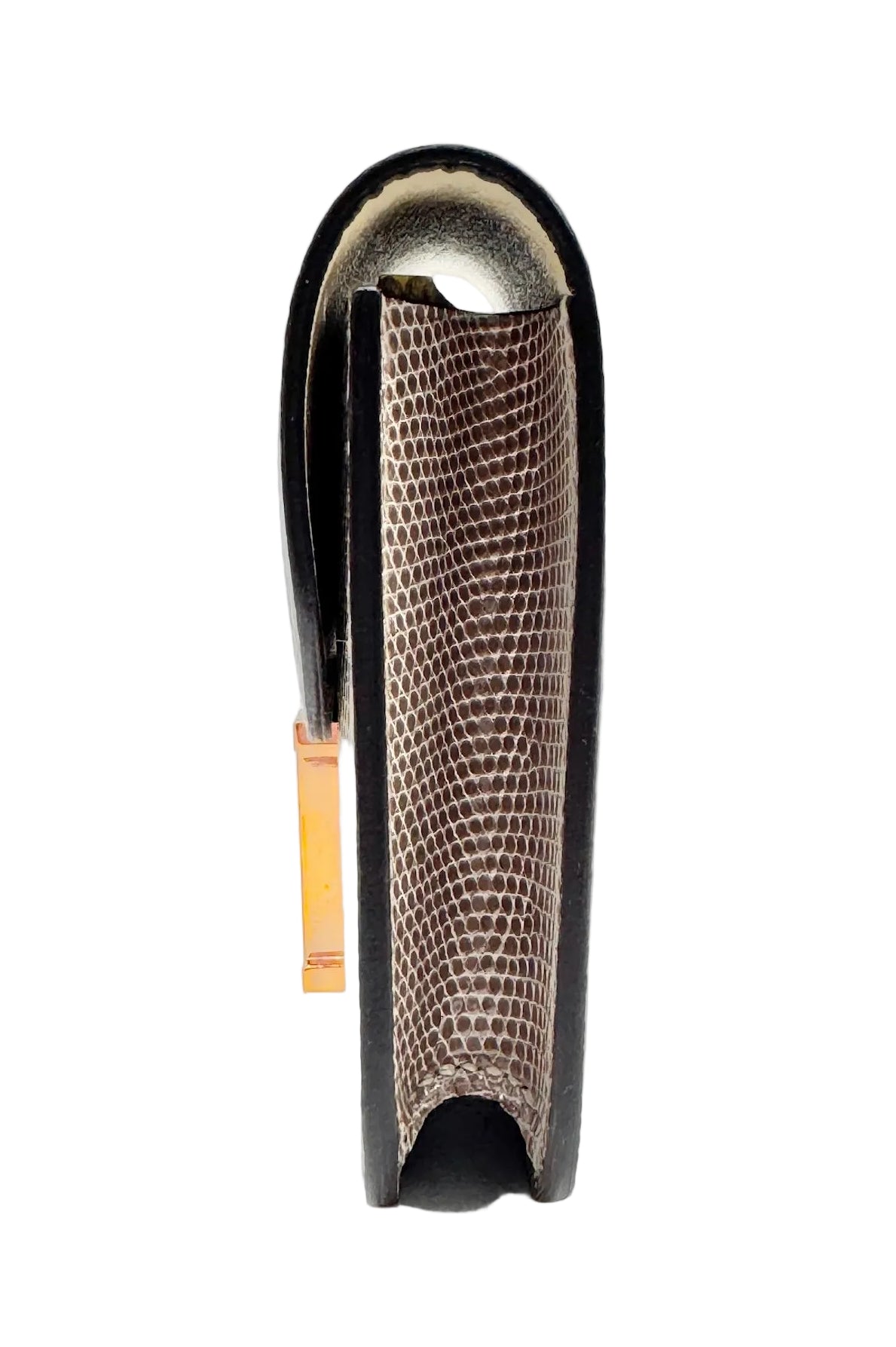 Hermès Constance Slim Wallet Shiny Niloticus Lizard Ficelle Rose Gold Hardware 