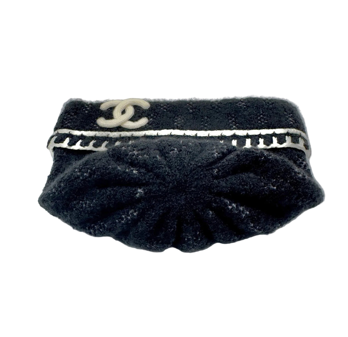 Chanel Black with White CC Logo Beanie