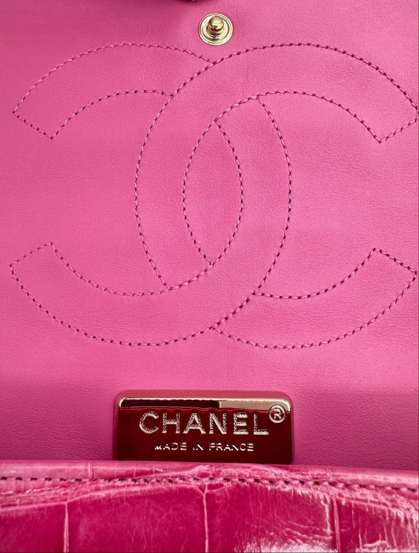 Chanel Pink Ombre Alligator Large Classic Double Flapbag