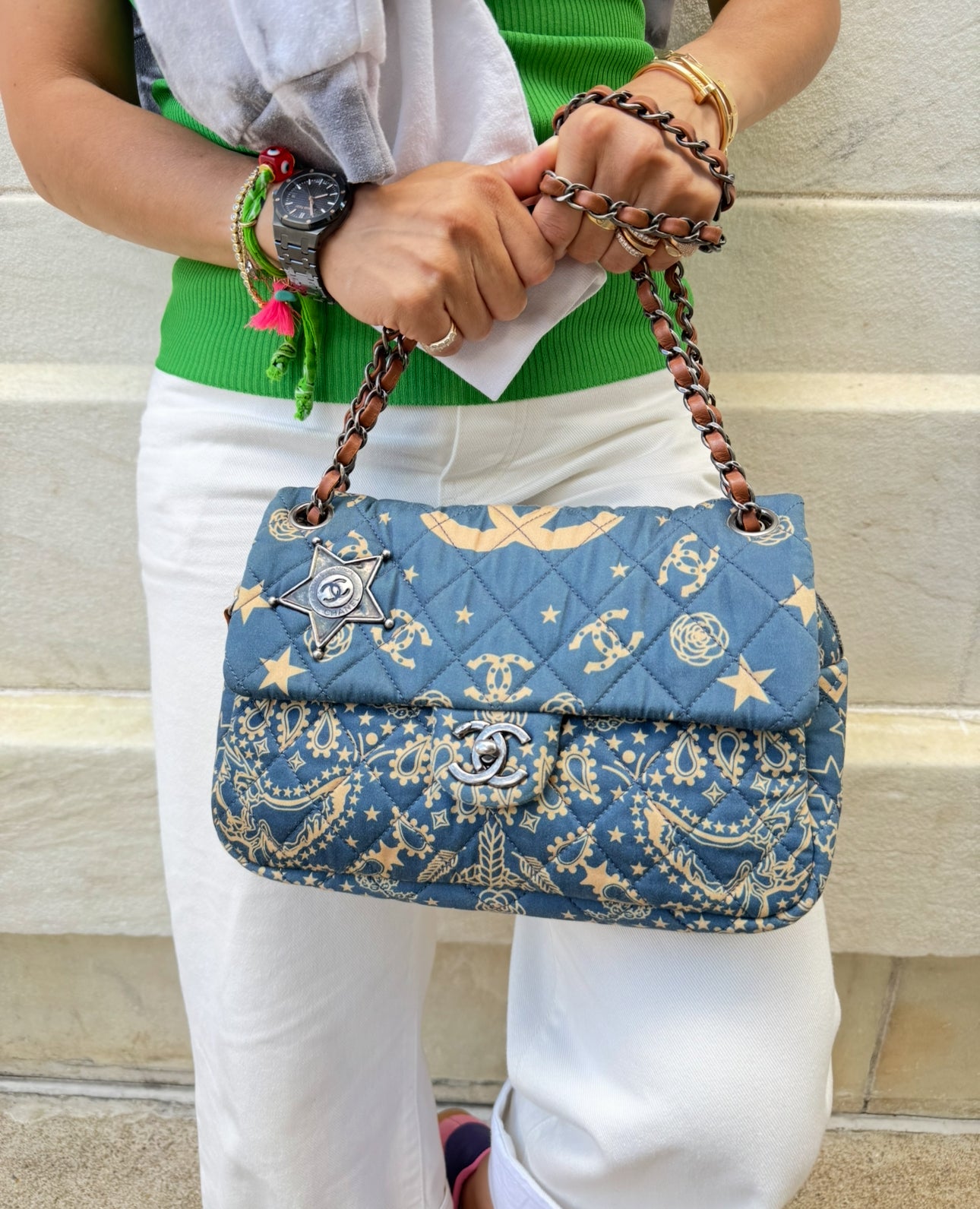 Chanel Light Blue Cowboy Bandana FlapBag