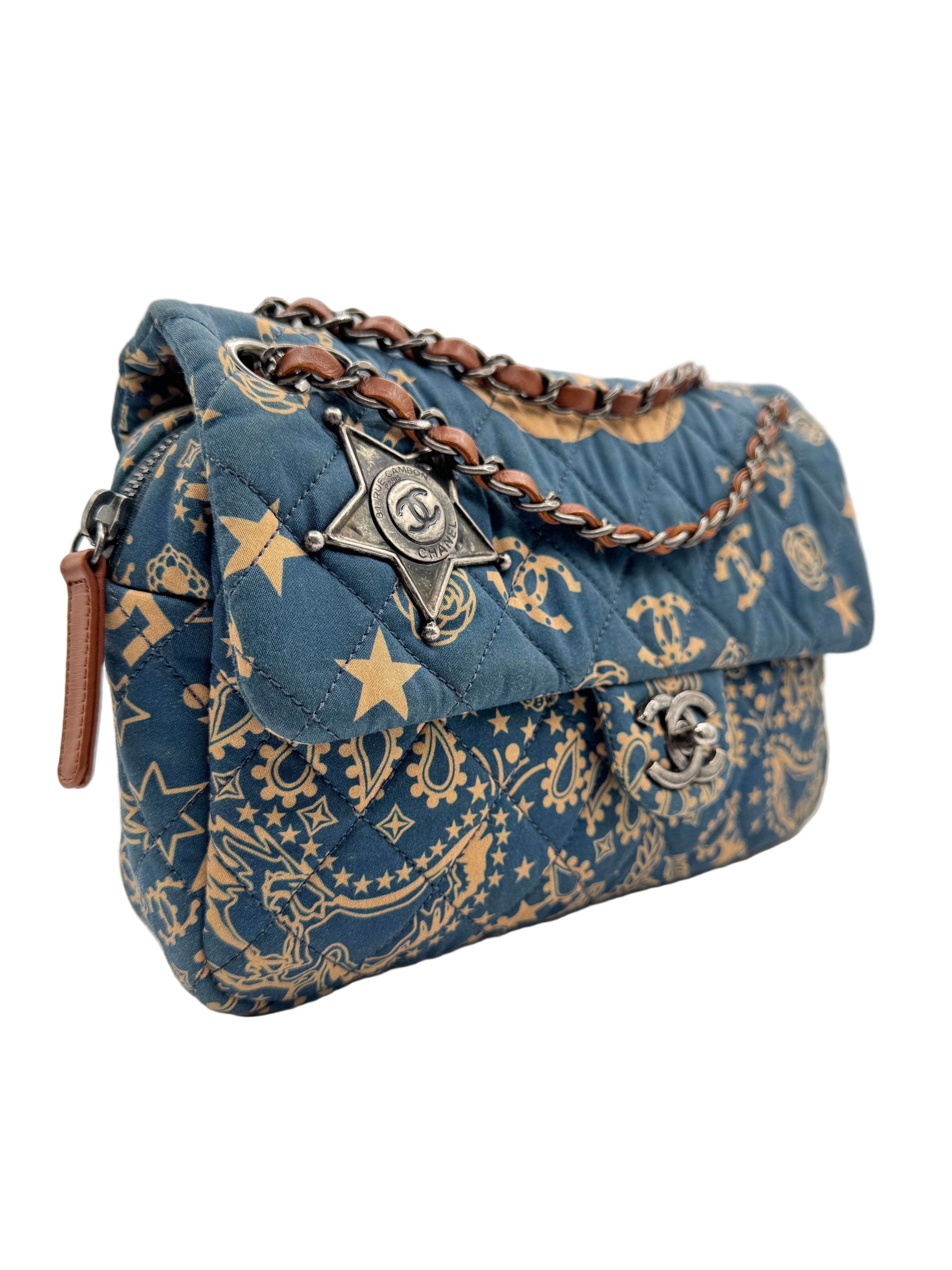 Chanel Light Blue Cowboy Bandana FlapBag