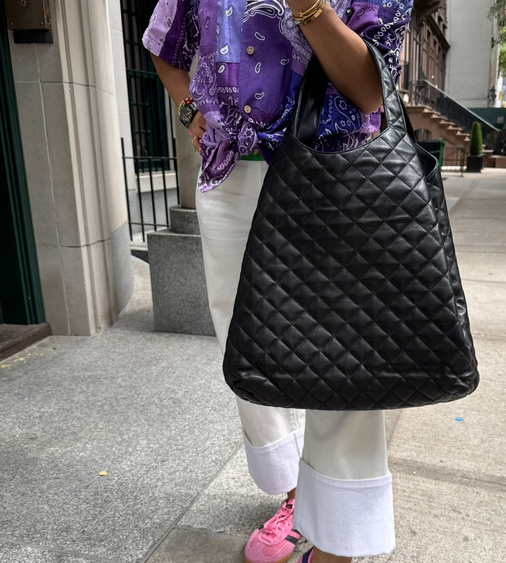 Saint Laurent YSL Black Leather Maxi Tote Bag