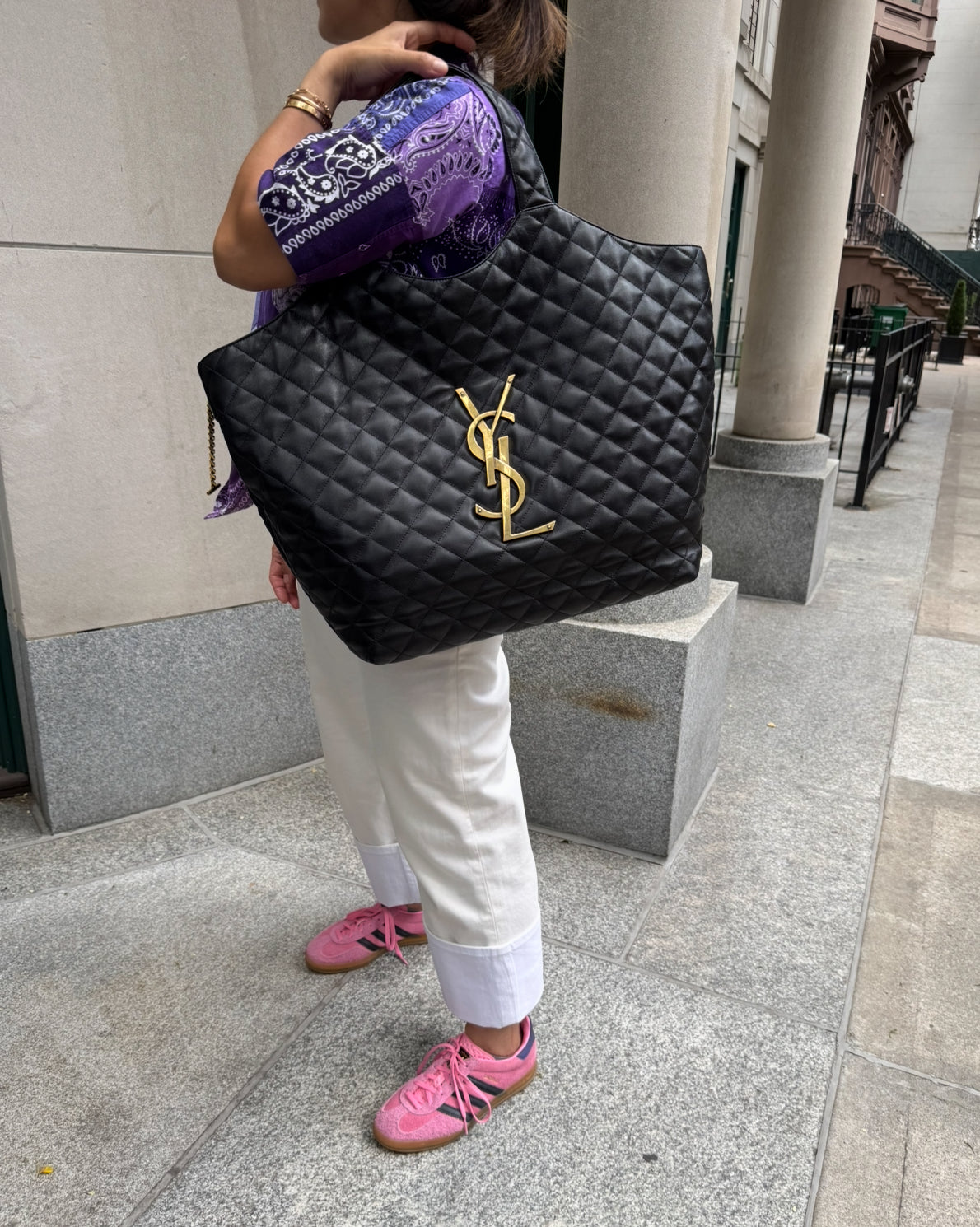 Saint Laurent YSL Black Leather Maxi Tote Bag