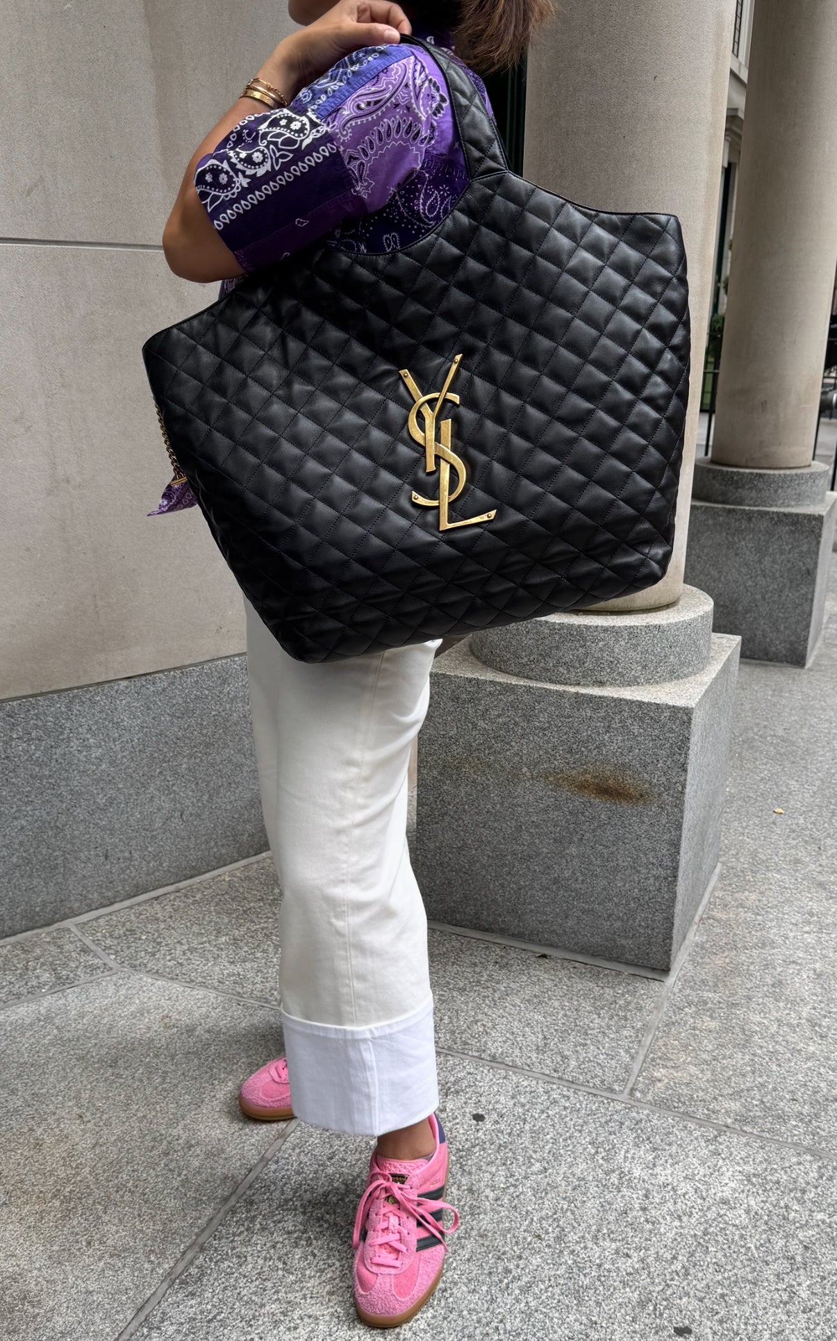 Saint Laurent YSL Black Leather Maxi Tote Bag