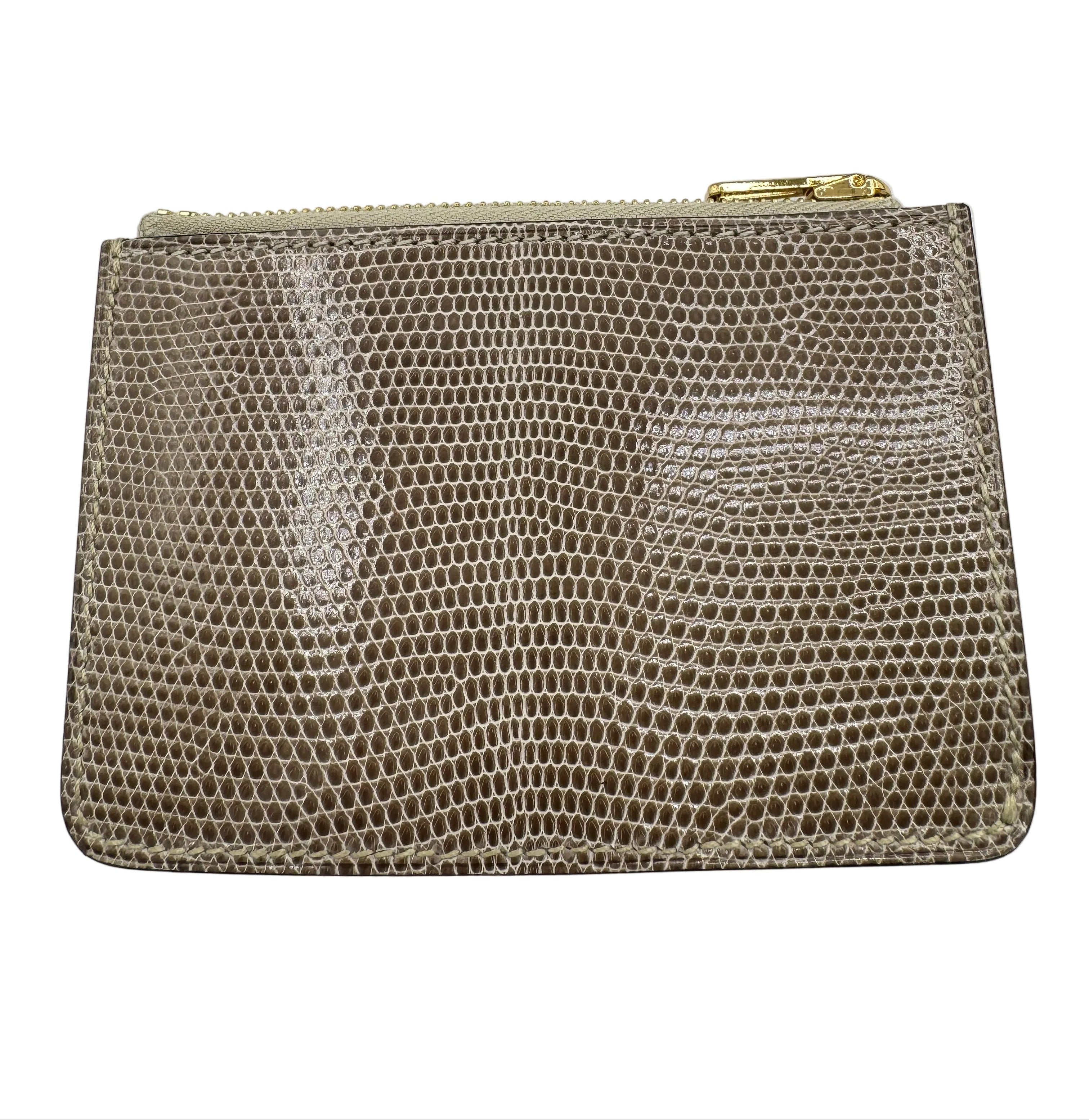 Hermès Constance Slim Wallet Shiny Niloticus Lizard Ficelle Rose Gold Hardware 