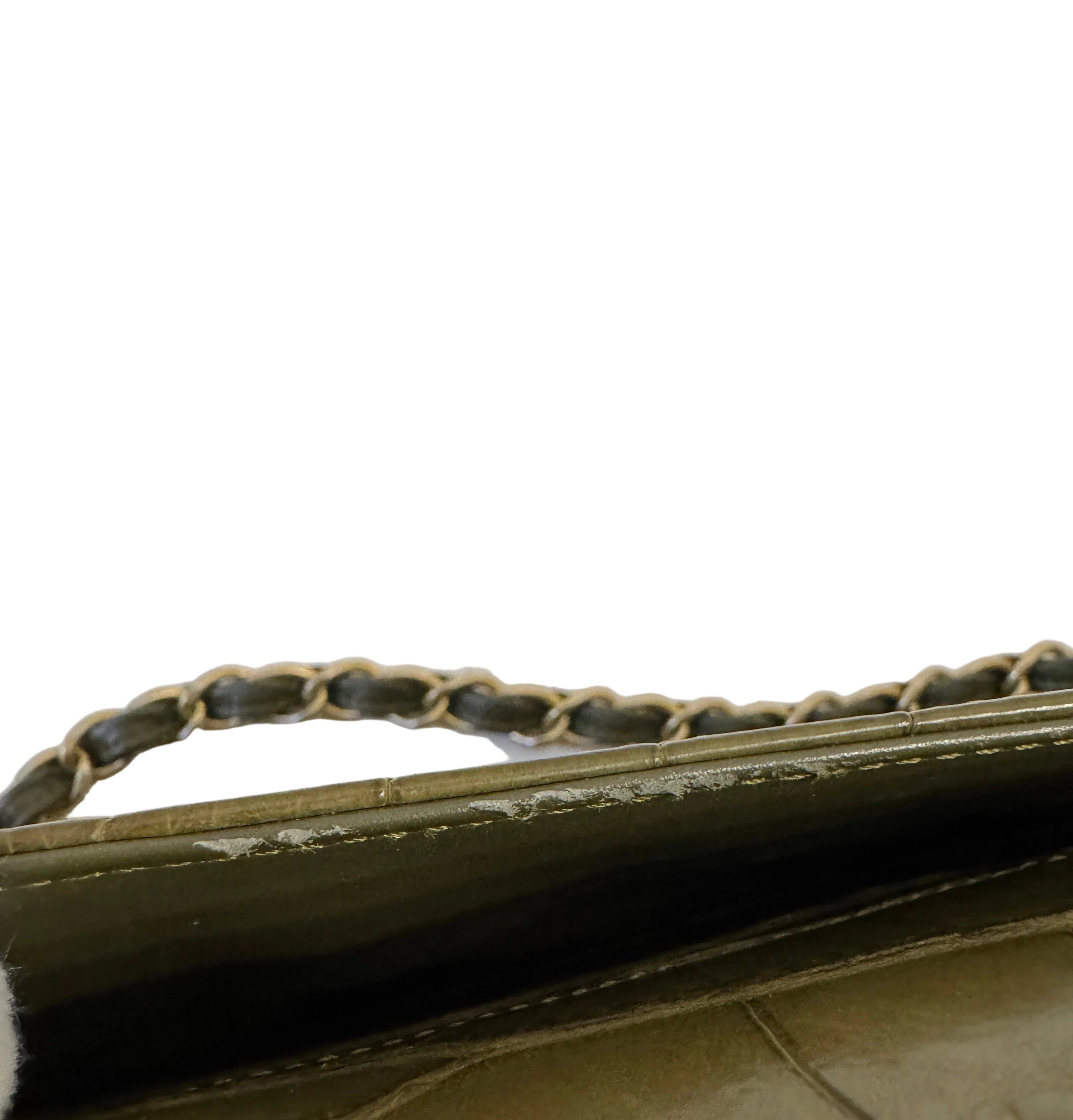 Chanel Matte Khaki Green Alligator Classic Double Flapbag