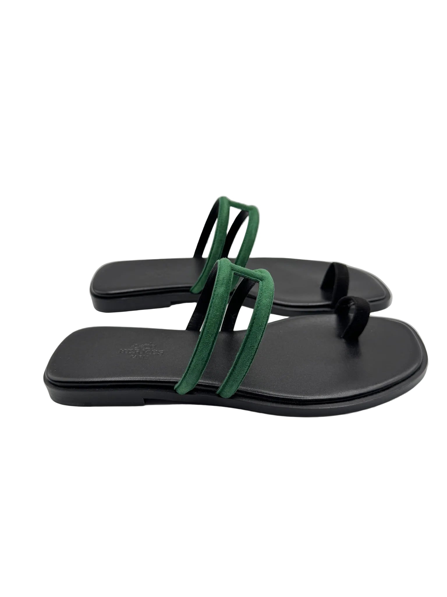 Hermès Georgia Sandals Black and Green