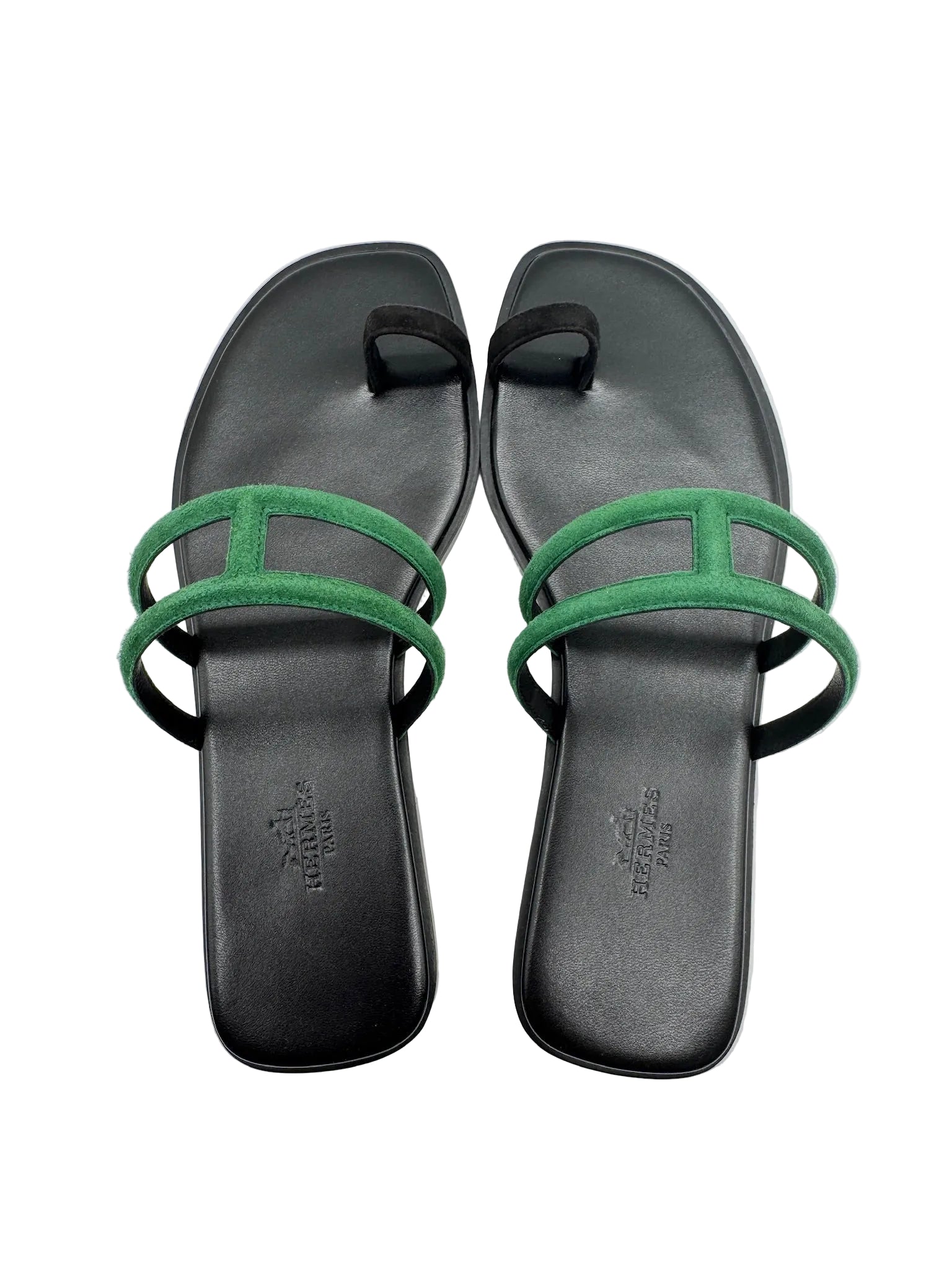 Hermès Georgia Sandals Black and Green