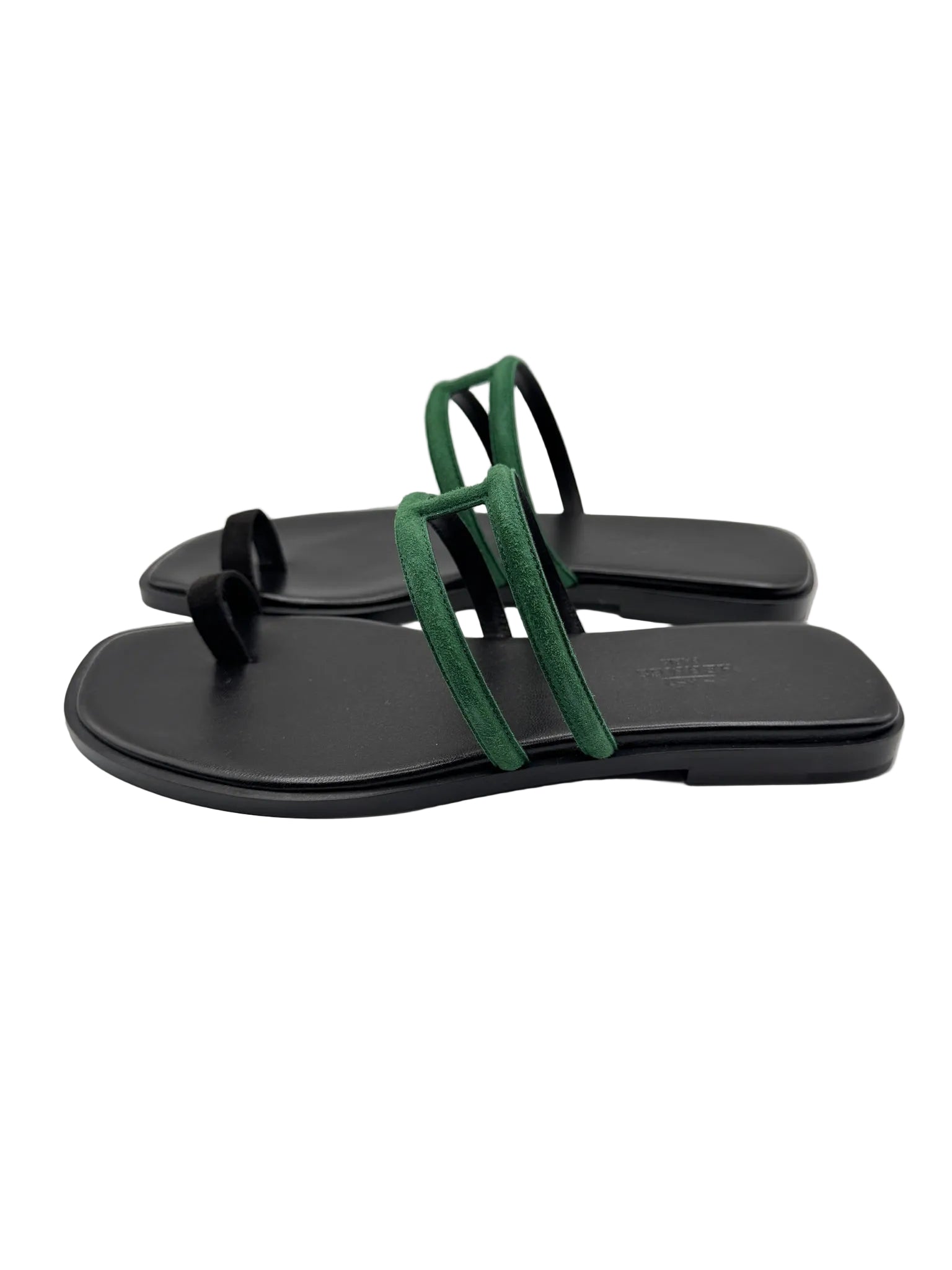 Hermès Georgia Sandals Black and Green