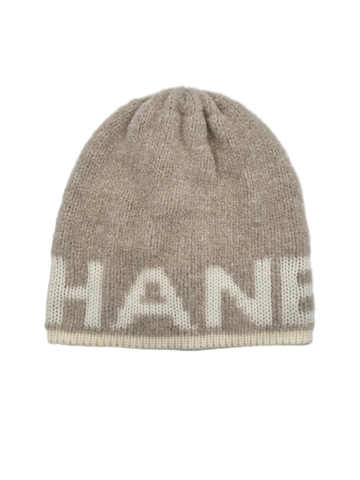 Chanel Beige and White Beanie