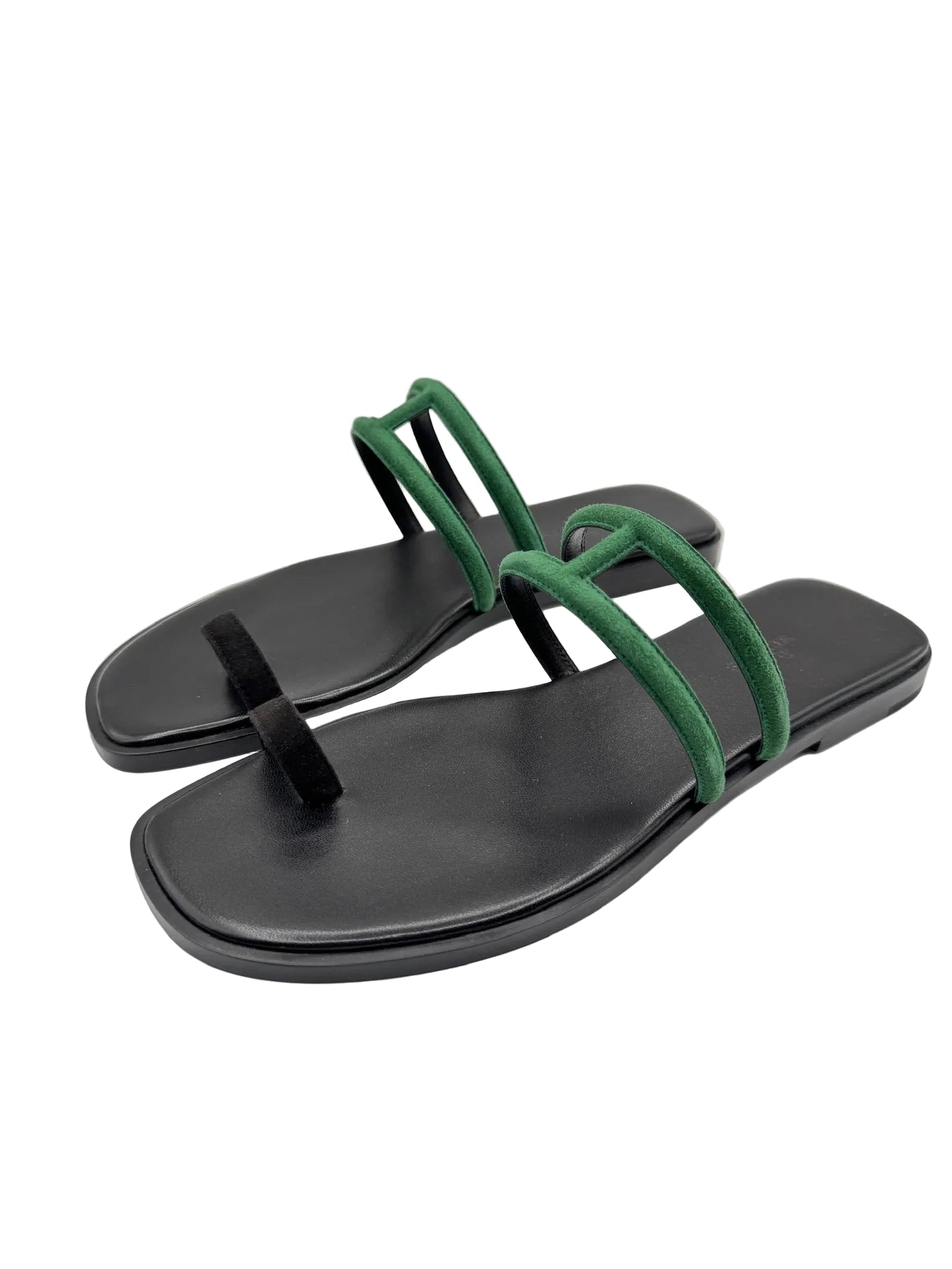 Hermès Georgia Sandals Black and Green
