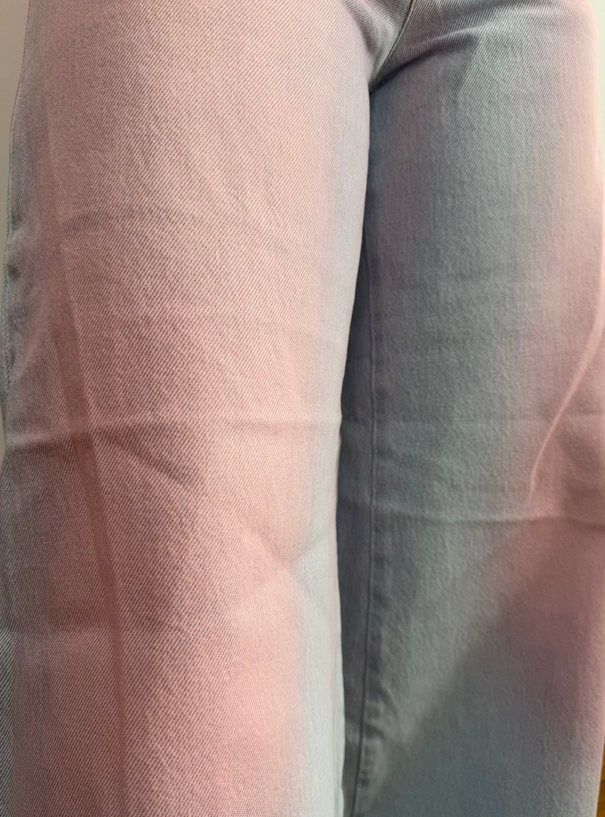 Chanel Blue Denim Pink Tie Dye Wide Leg Jeans