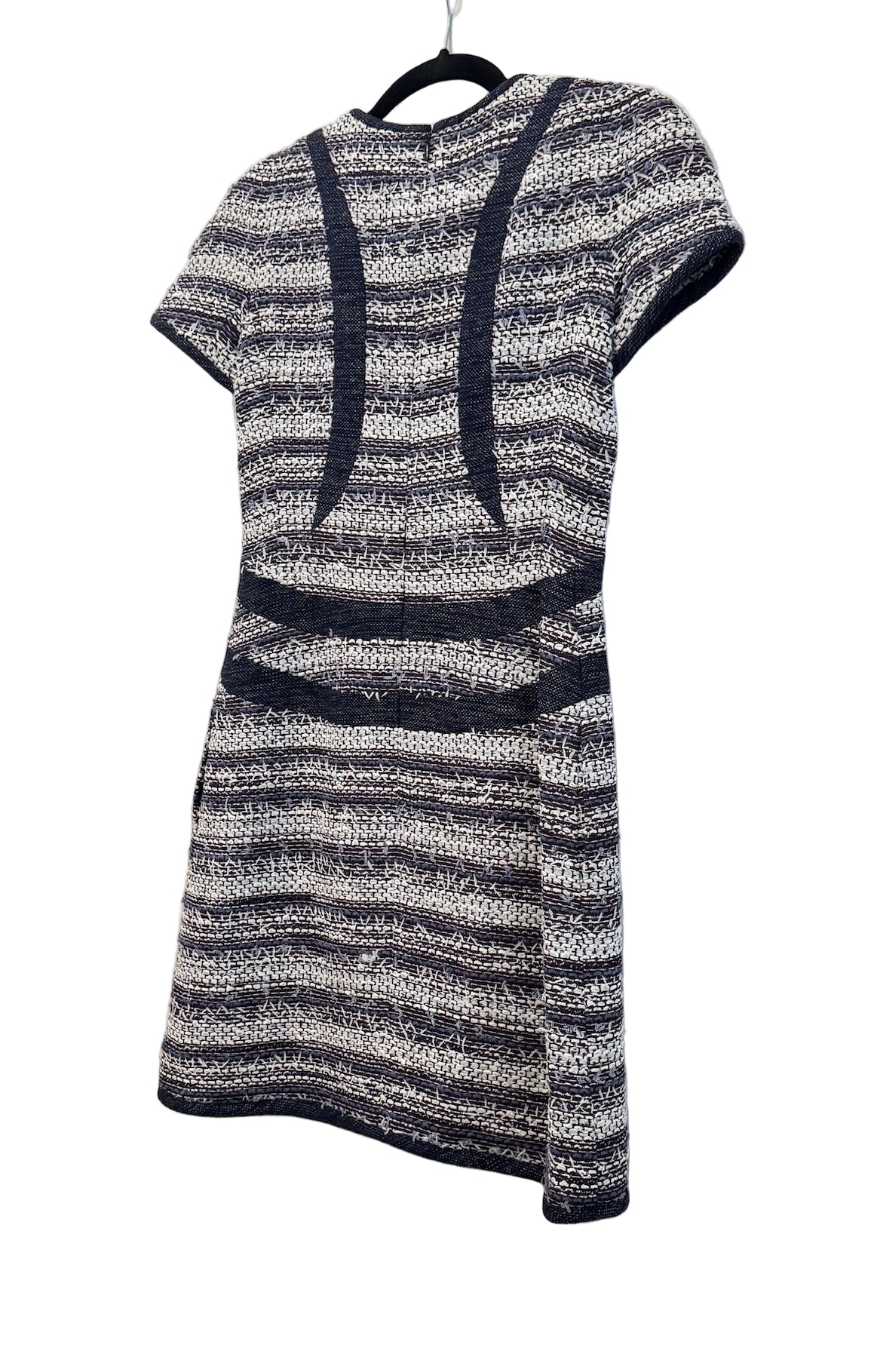 CHANEL Blue White Tweed Short Sleeve Dress