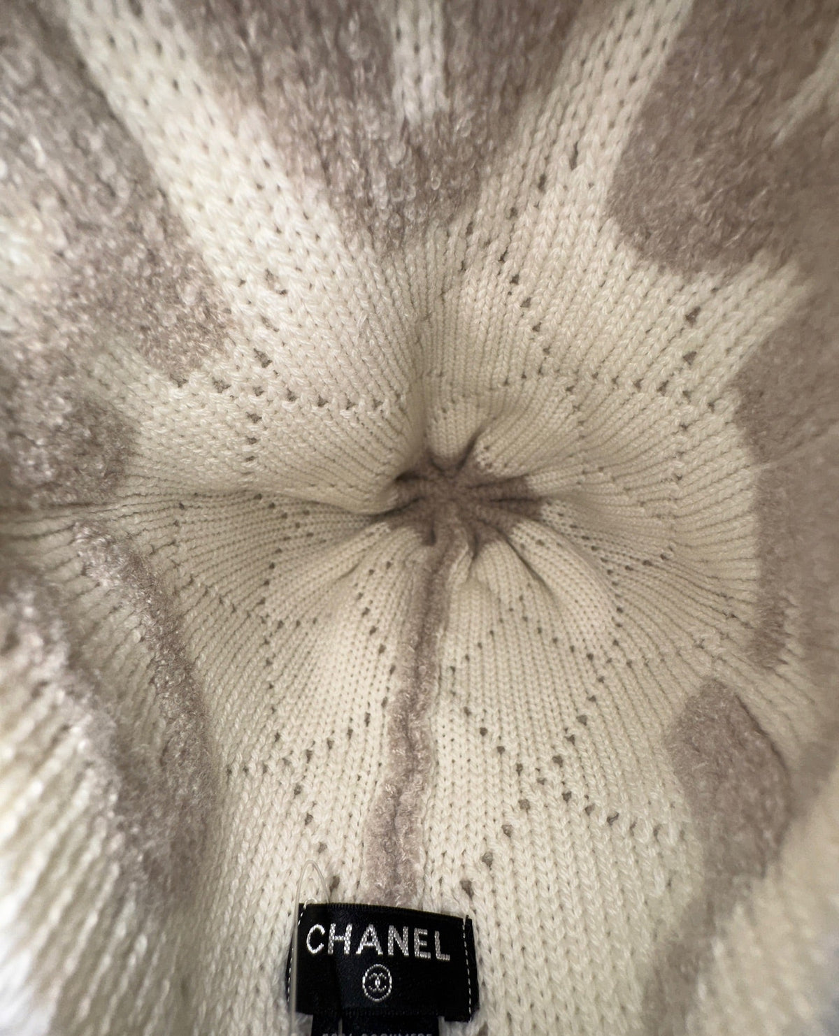 Chanel Beige and White Beanie