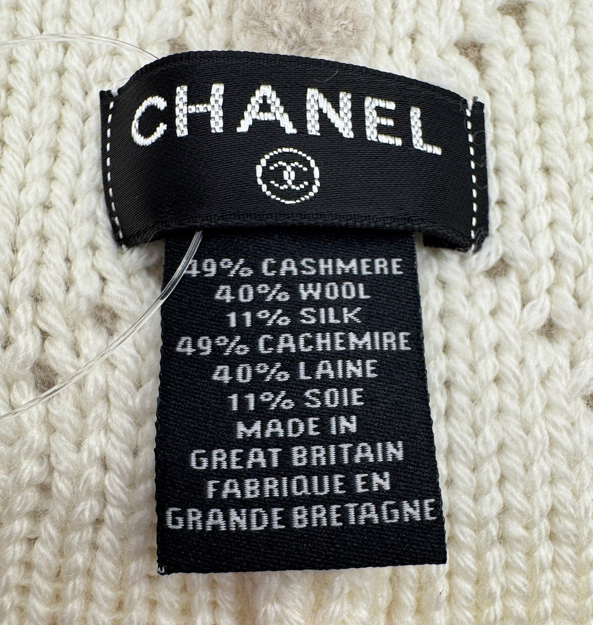 Chanel Beige and White Beanie
