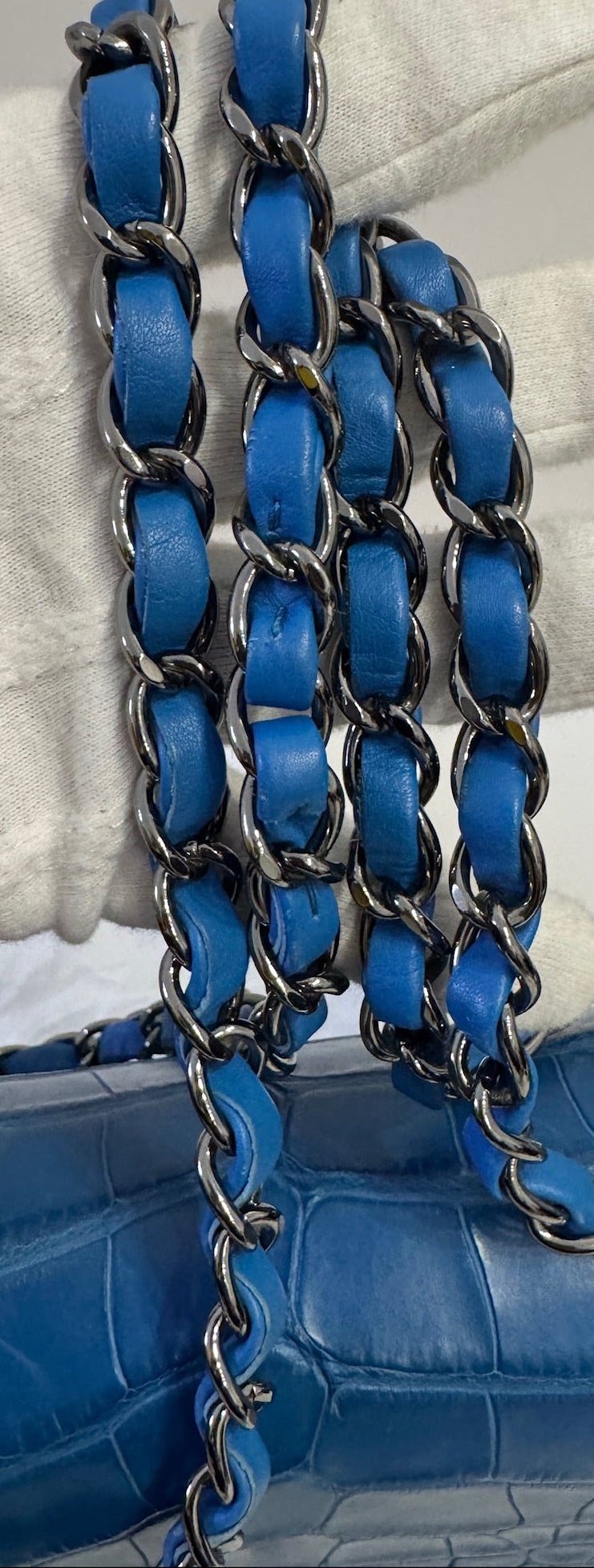 Chanel Blue Alligator Medium Classic Double Flapbag