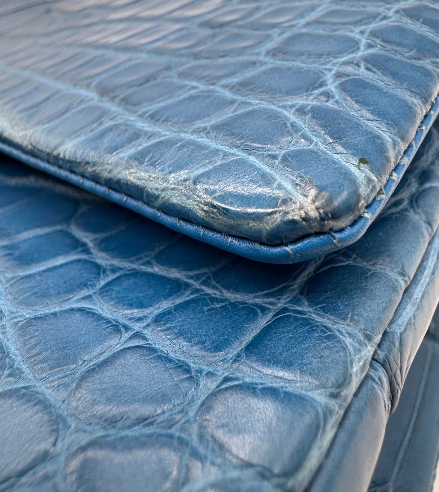 Chanel Blue Alligator Medium Classic Double Flapbag