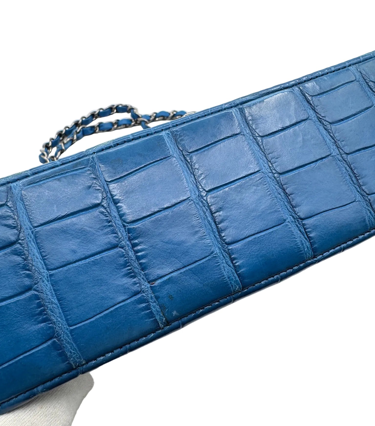 Chanel Blue Alligator Medium Classic Double Flapbag