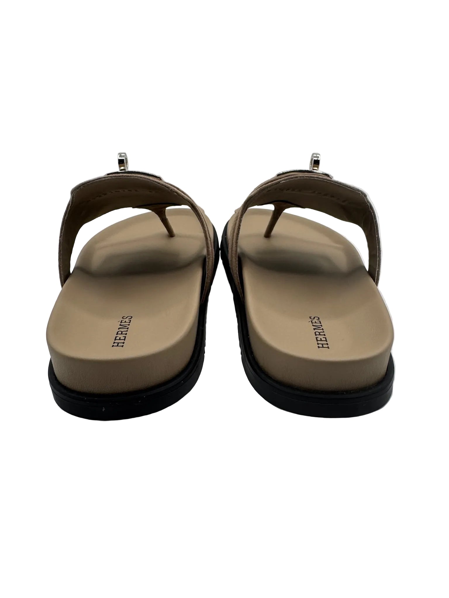 Hermès Empire Sandals Beige Suede Palladium Hardware