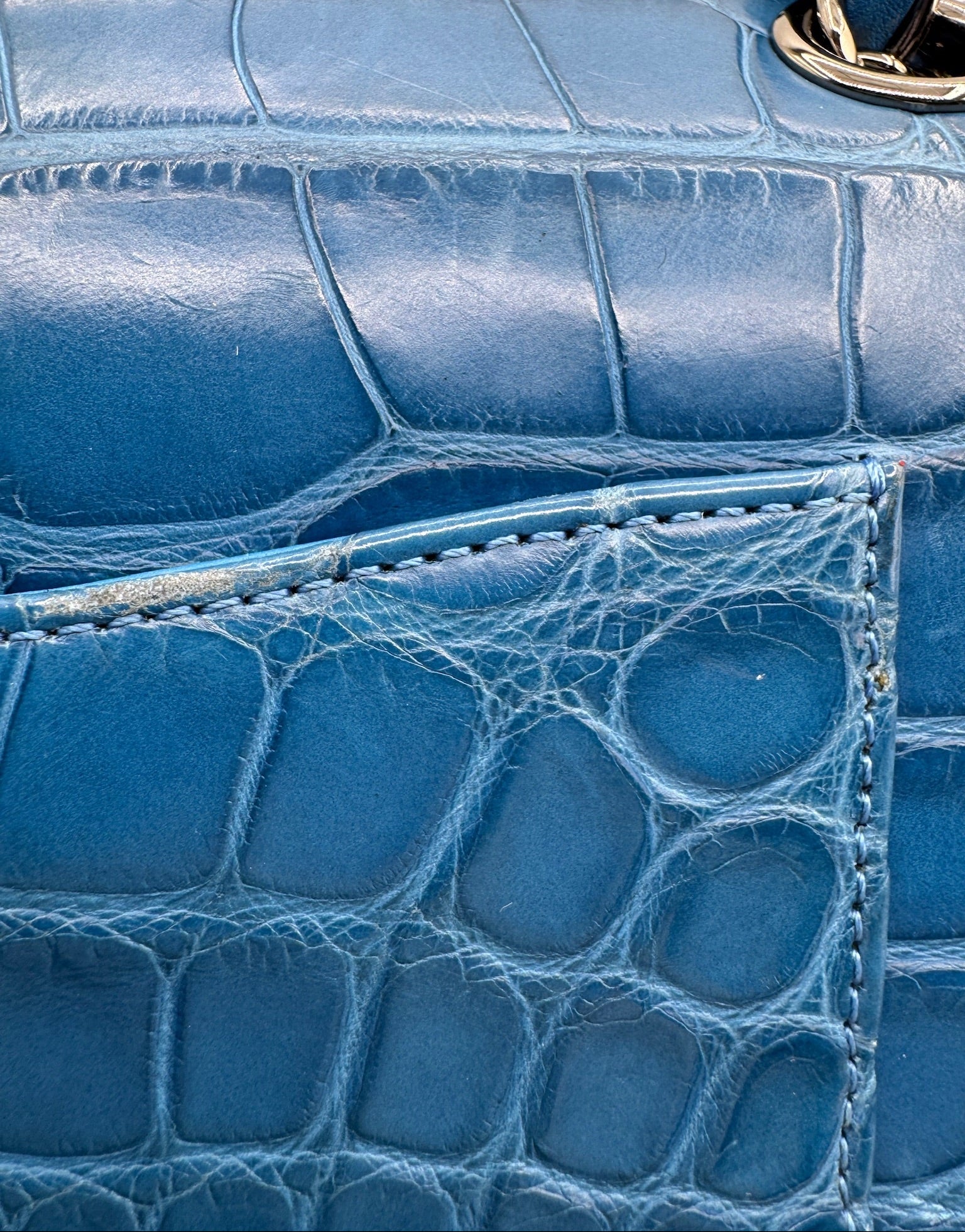 Chanel Blue Alligator Medium Classic Double Flapbag