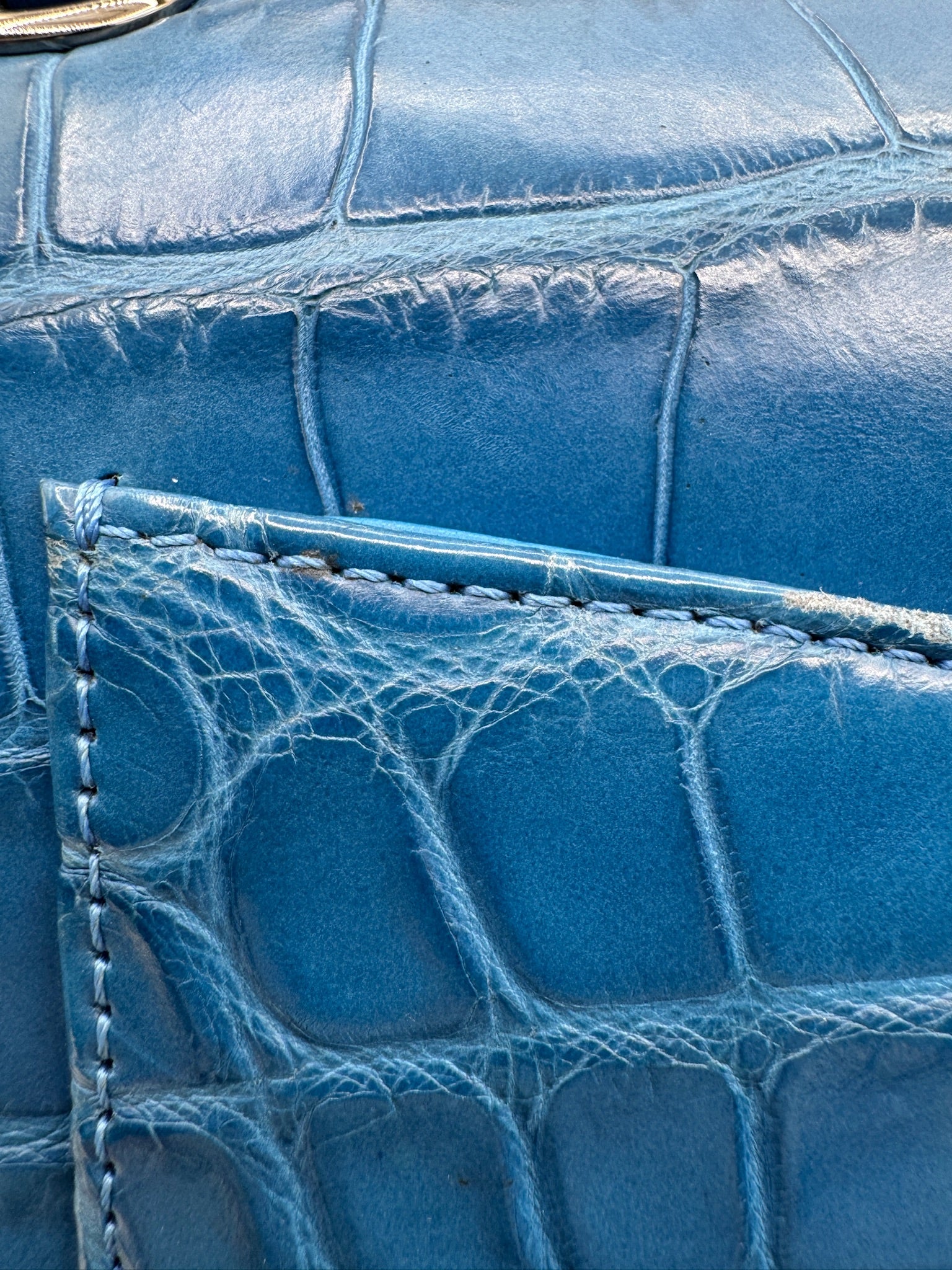 Chanel Blue Alligator Medium Classic Double Flapbag