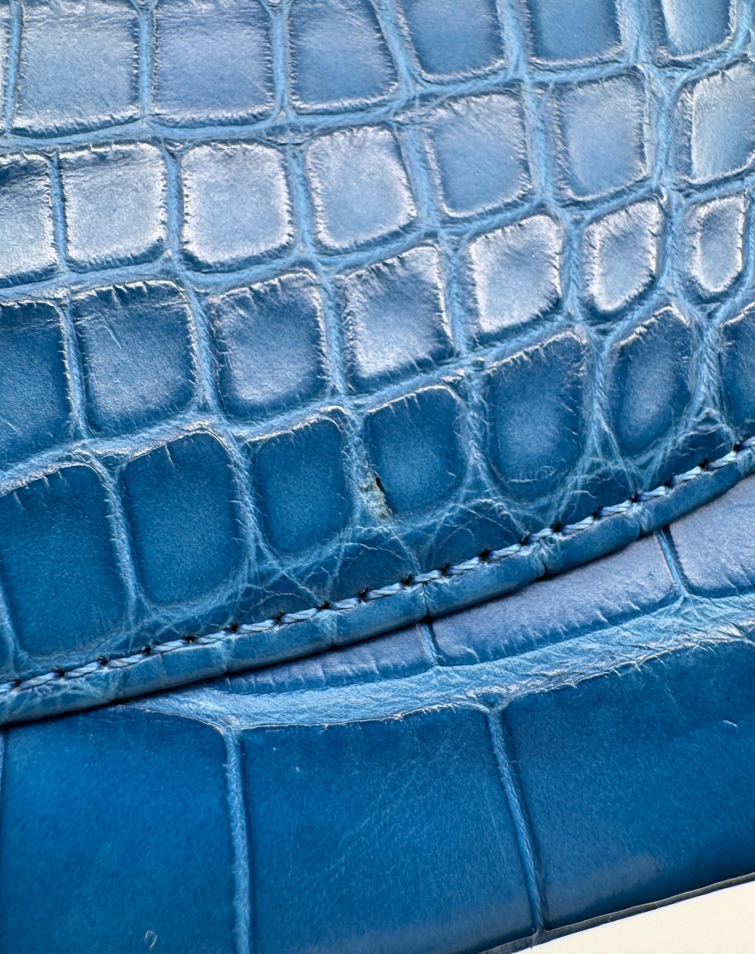 Chanel Blue Alligator Medium Classic Double Flapbag