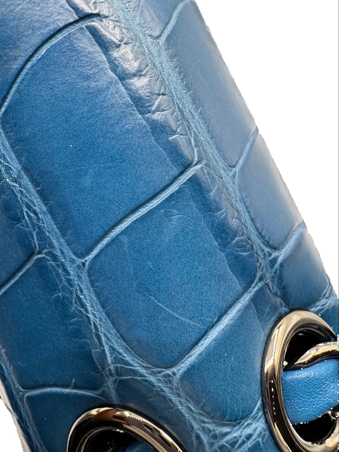 Chanel Blue Alligator Medium Classic Double Flapbag