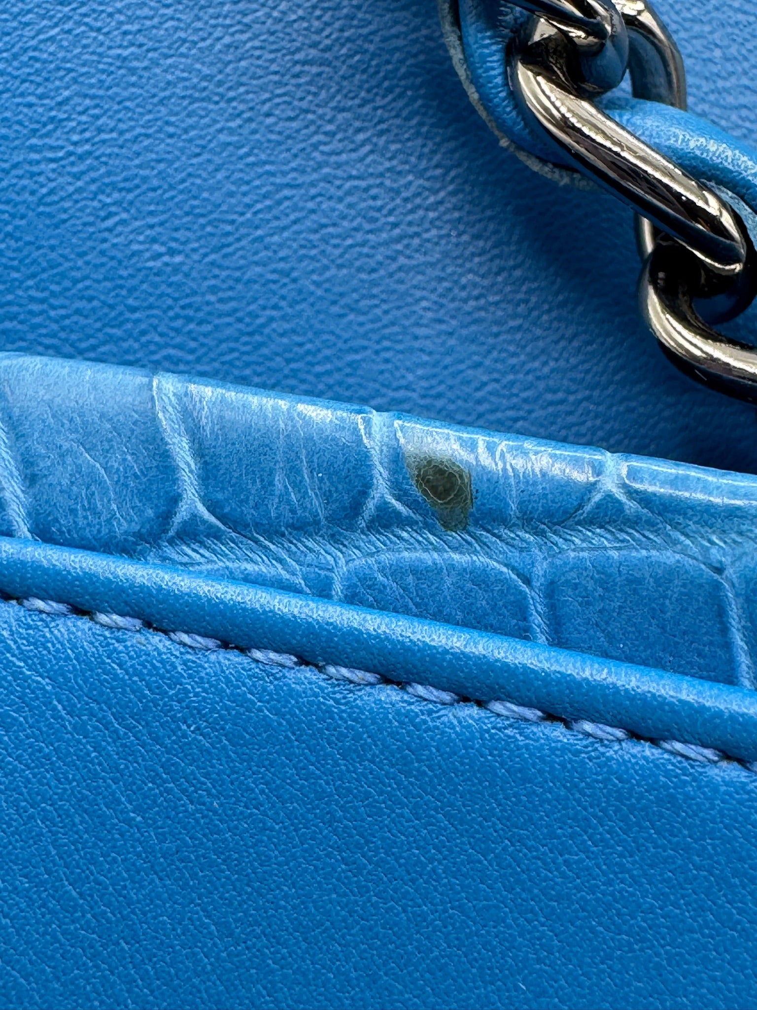 Chanel Blue Alligator Medium Classic Double Flapbag